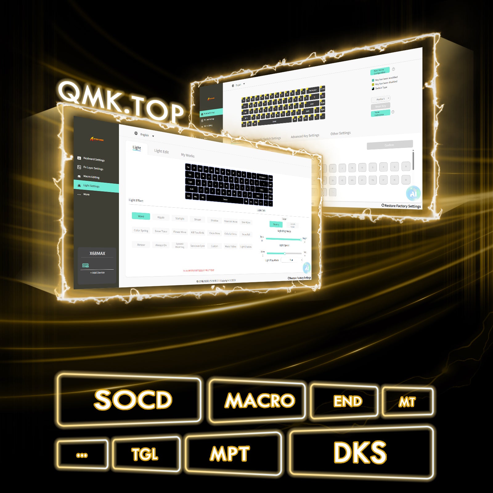 Teclado ATTACK SHARK X68MAX HE Rapid Trigger CNC de Alumínio com Switch Magnético e Cabo Enrolado RGB C01Ultra