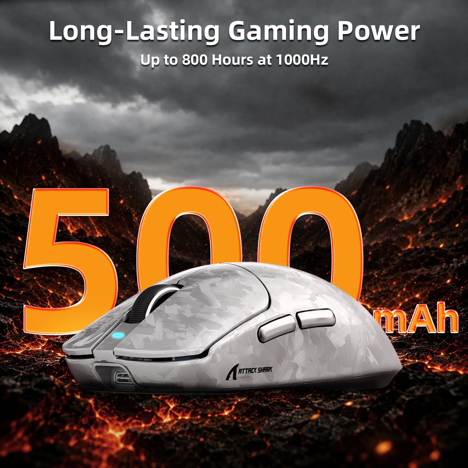 Mouse Gamer Sem Fio ATTACK SHARK RS3 ULTRA Fibra de Carbono PAW3955MAX com Cabo LED Ultra C06