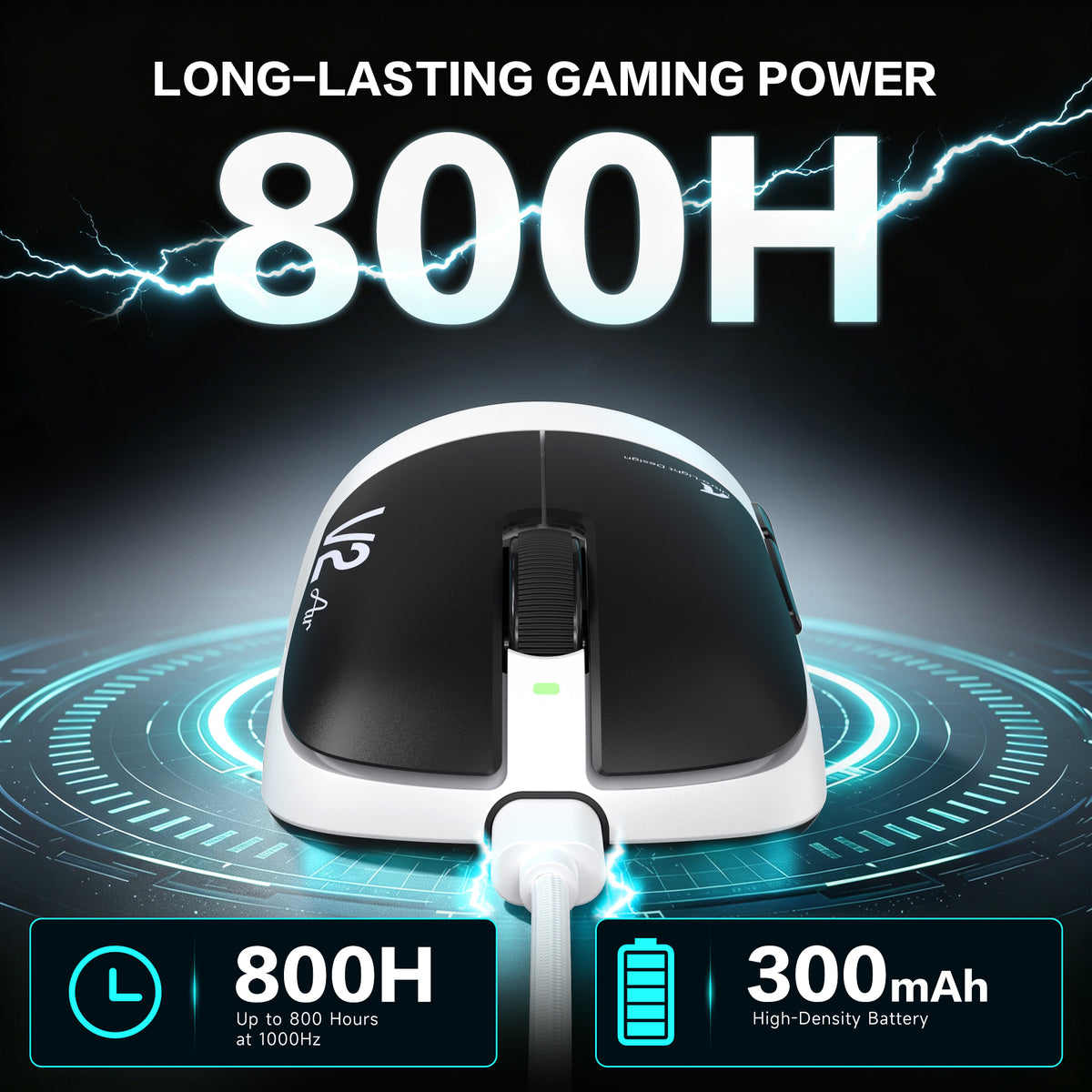 ATTACK SHARK V2 AIR PAW3955MAX Mouse Gamer Sem Fio Ergonômico