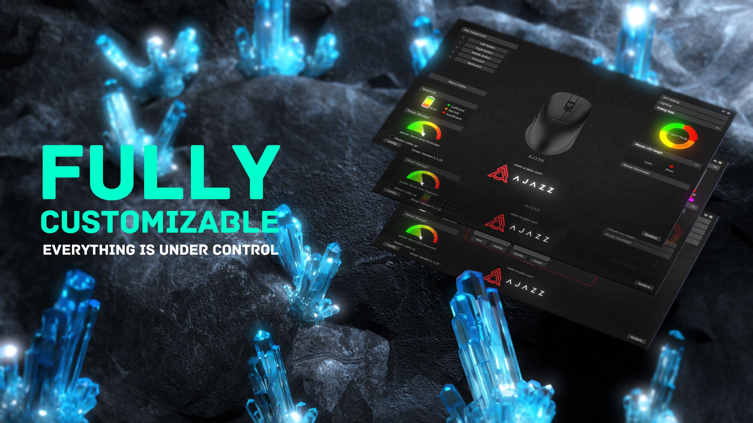 ATTACK SHARK x AJAZZ AJ159 APEX PAW3950 Mouse Gamer 8K com Triplo Modo