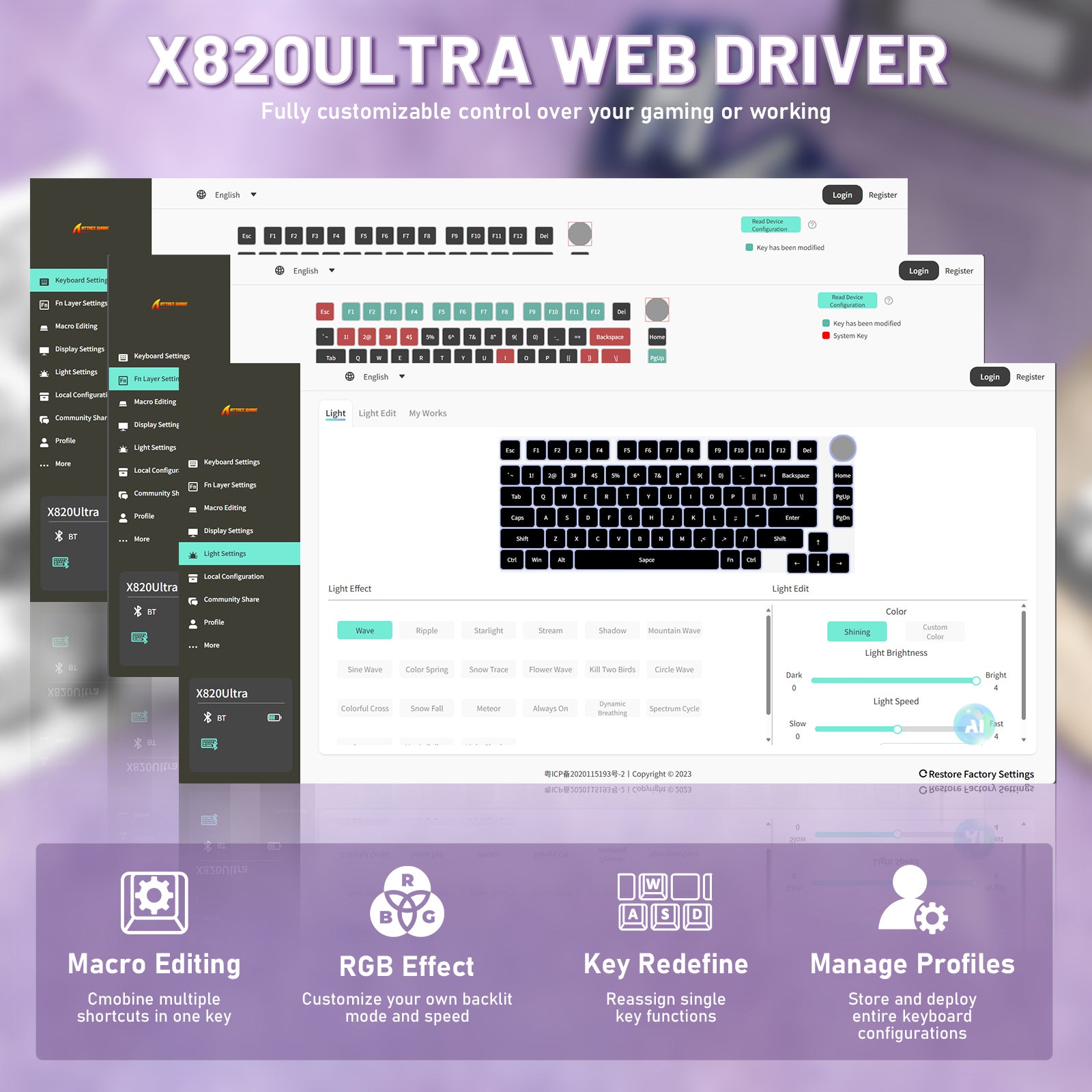 Teclado Mecânico ATTACK SHARK X820ULTRA com Cabo Enrolado C01ULTRA