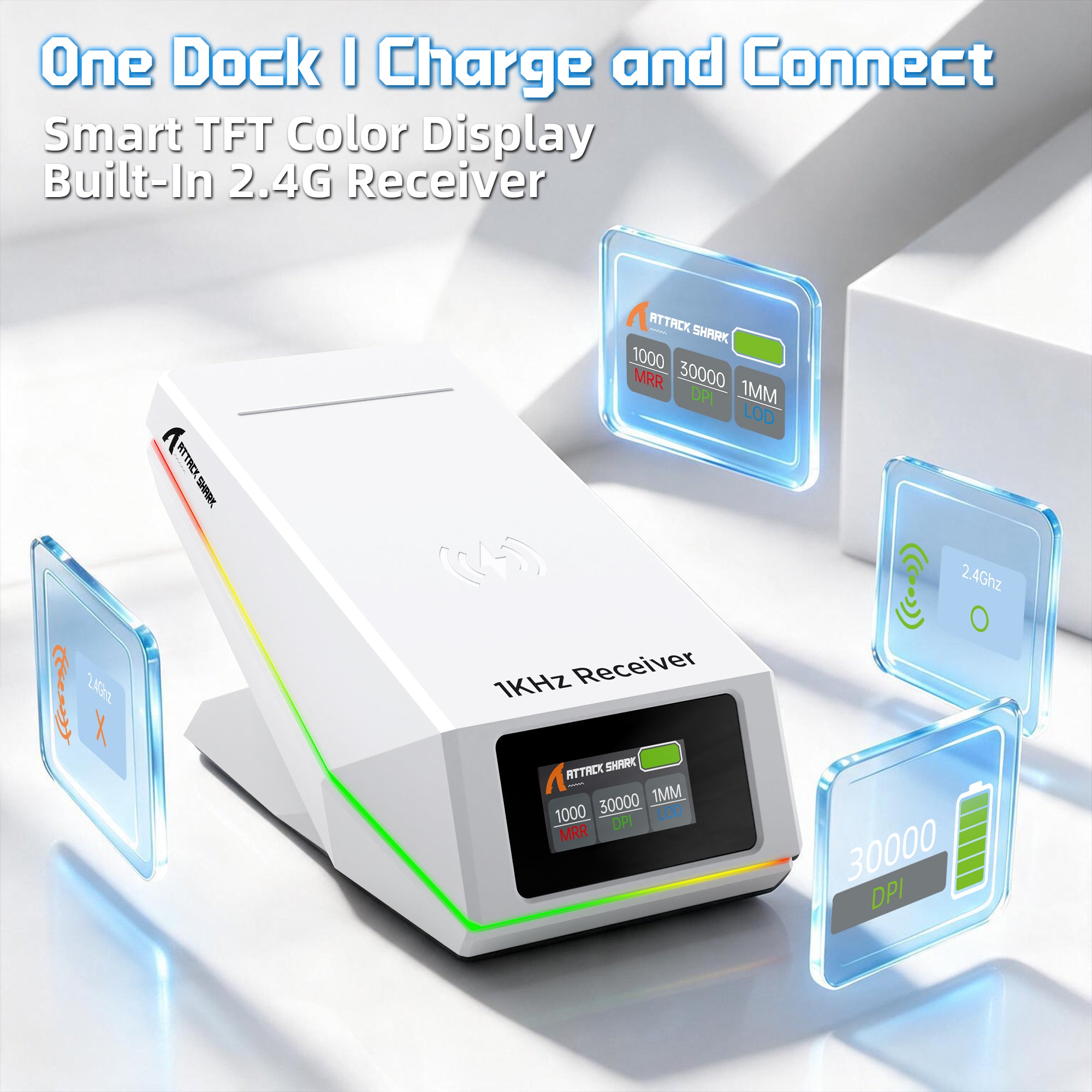 Mouse Gamer Sem Fio ATTACK SHARK X11 PRO V2 com Dock de Carregamento e Tela TFT