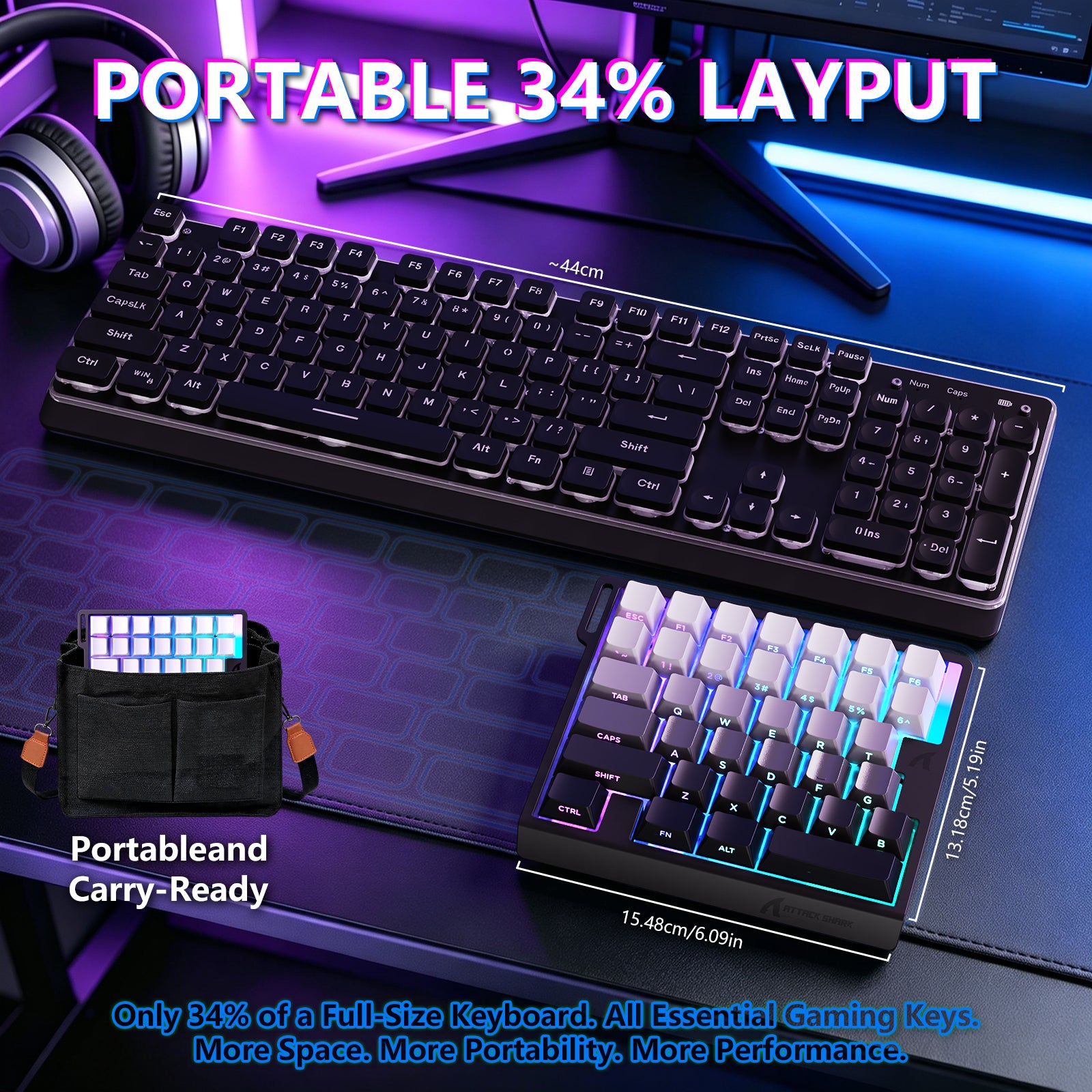Teclado com Interruptor Magnético One-Handed ATTACK SHARK M36 HE & Cabo Aviador LED ULTRA C01