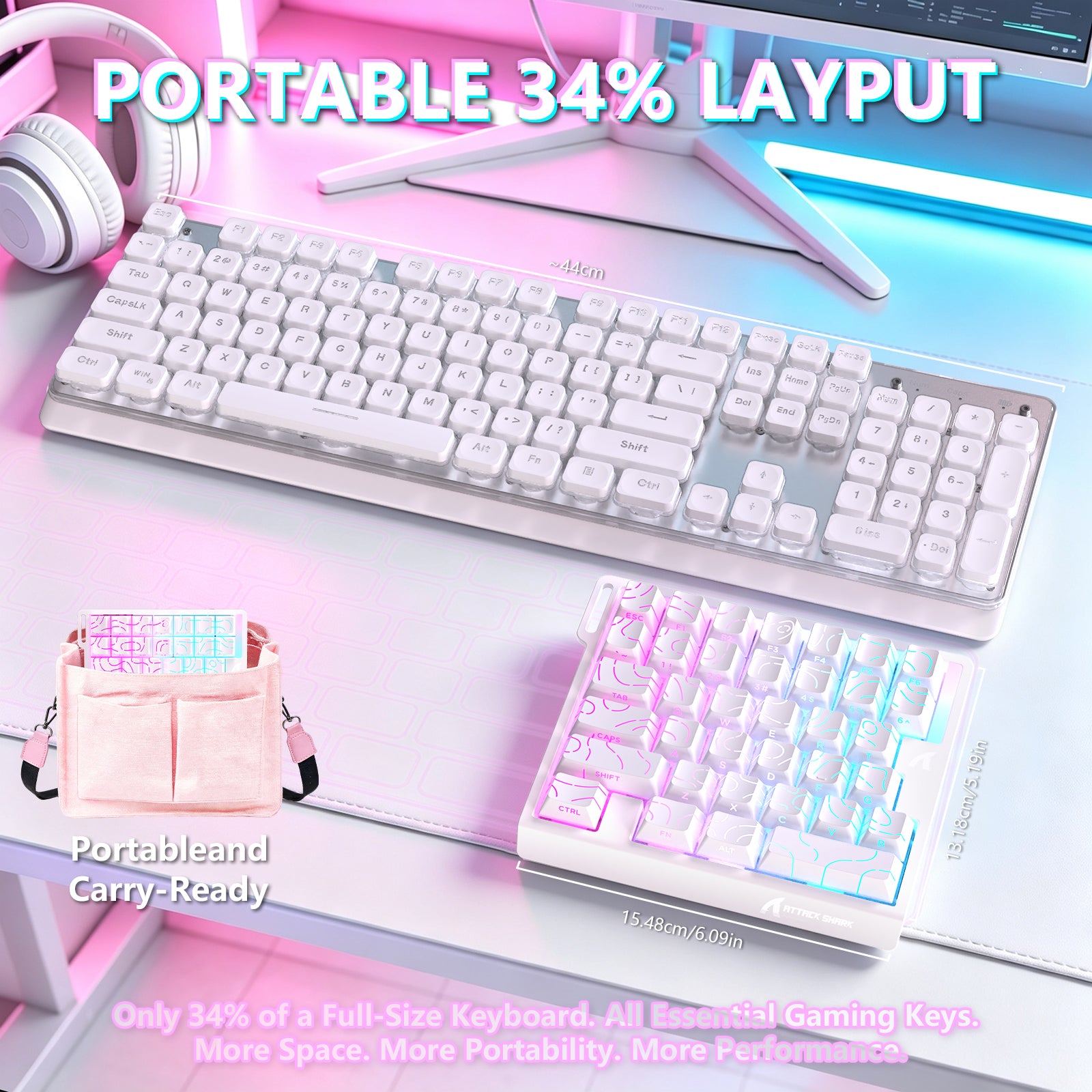 Teclado com Interruptor Magnético One-Handed ATTACK SHARK M36 HE & Cabo Aviador LED ULTRA C01