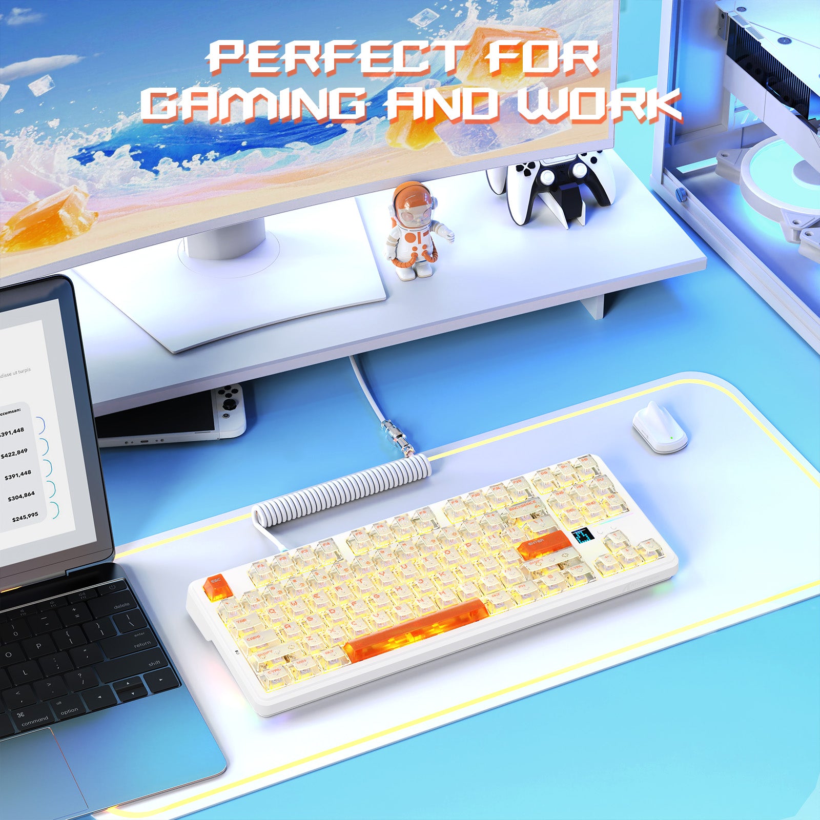 Teclado Gamer Sem Fio ATTACK SHARK X87 ULTRA com Receptor 8KHz e Cabo Enrolado RGB