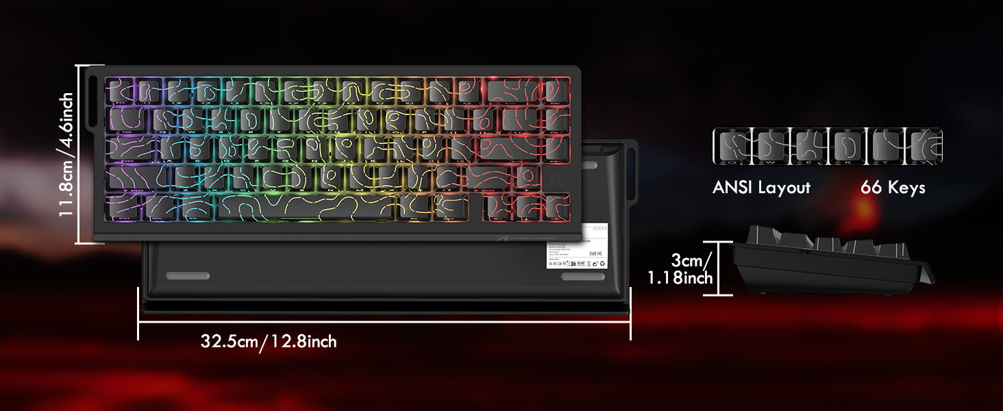 ATTACK SHARK X68 HE Teclado Rapid Trigger com Switch Magnético e Cabo Enrolado C01PRO
