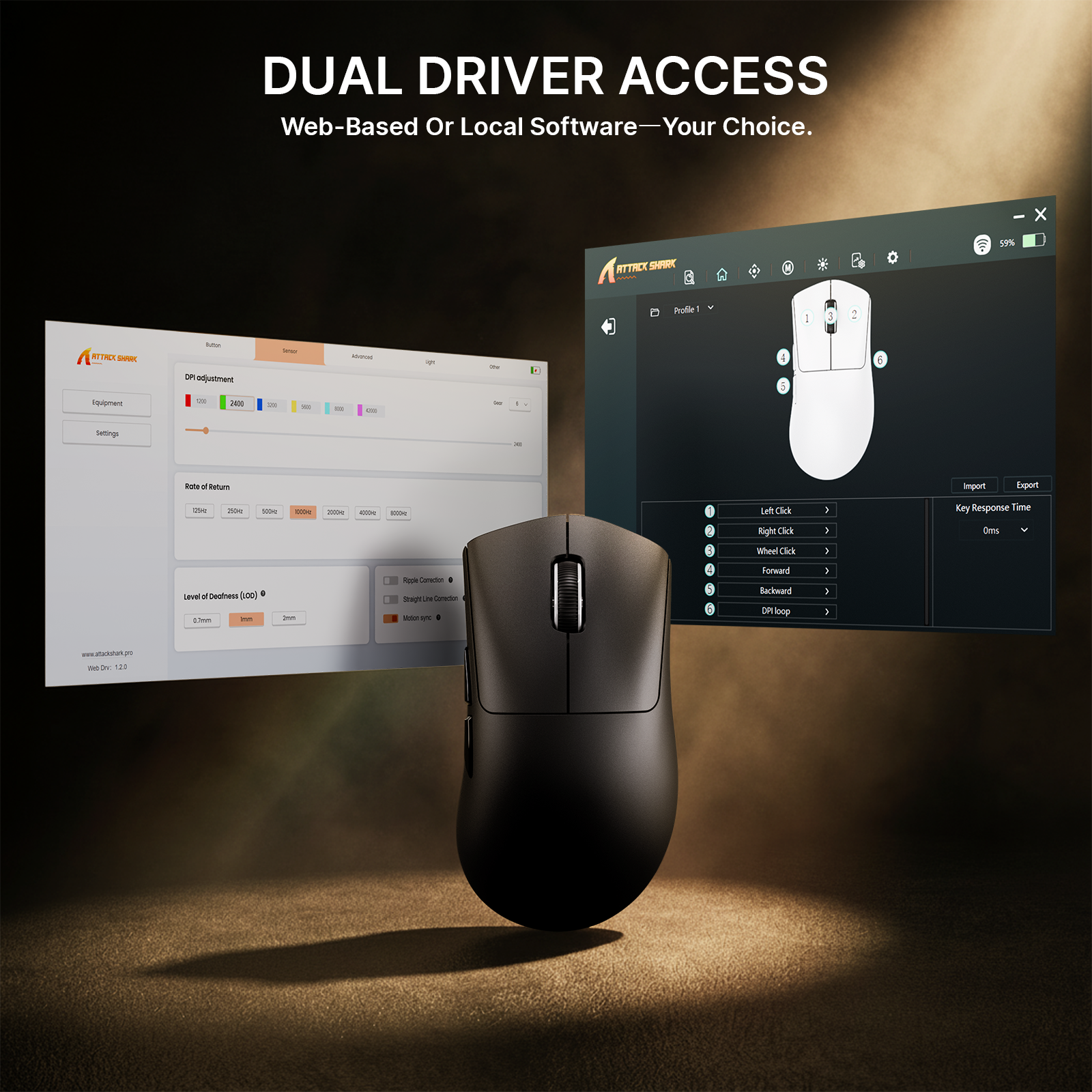 Mouse Gamer Ergonômico Sem Fio Ultra-Leve ATTACK SHARK V8