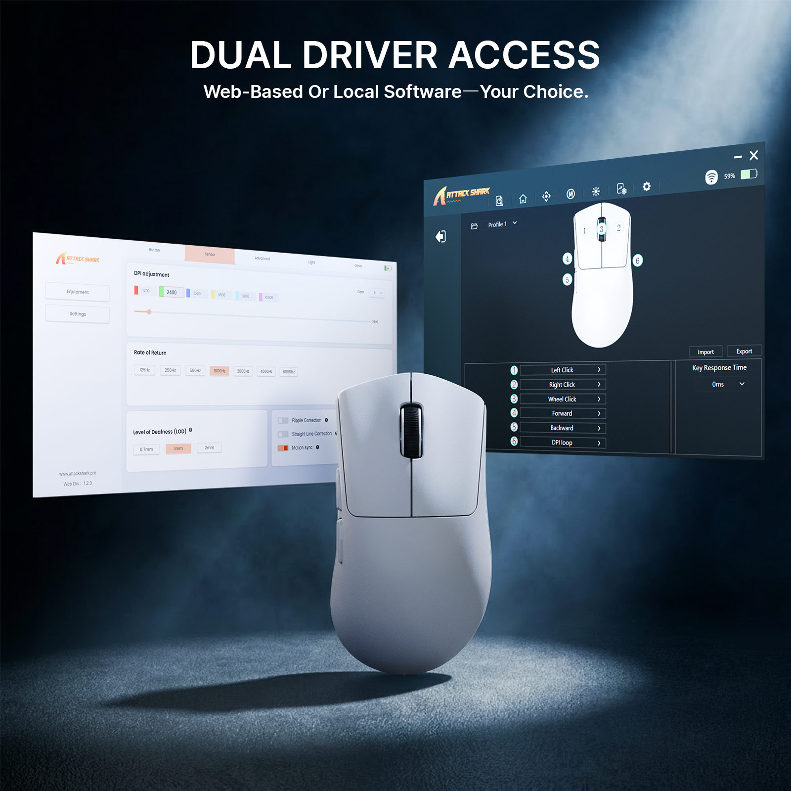 Mouse Gamer Ergonômico Sem Fio Ultra-Leve ATTACK SHARK V8