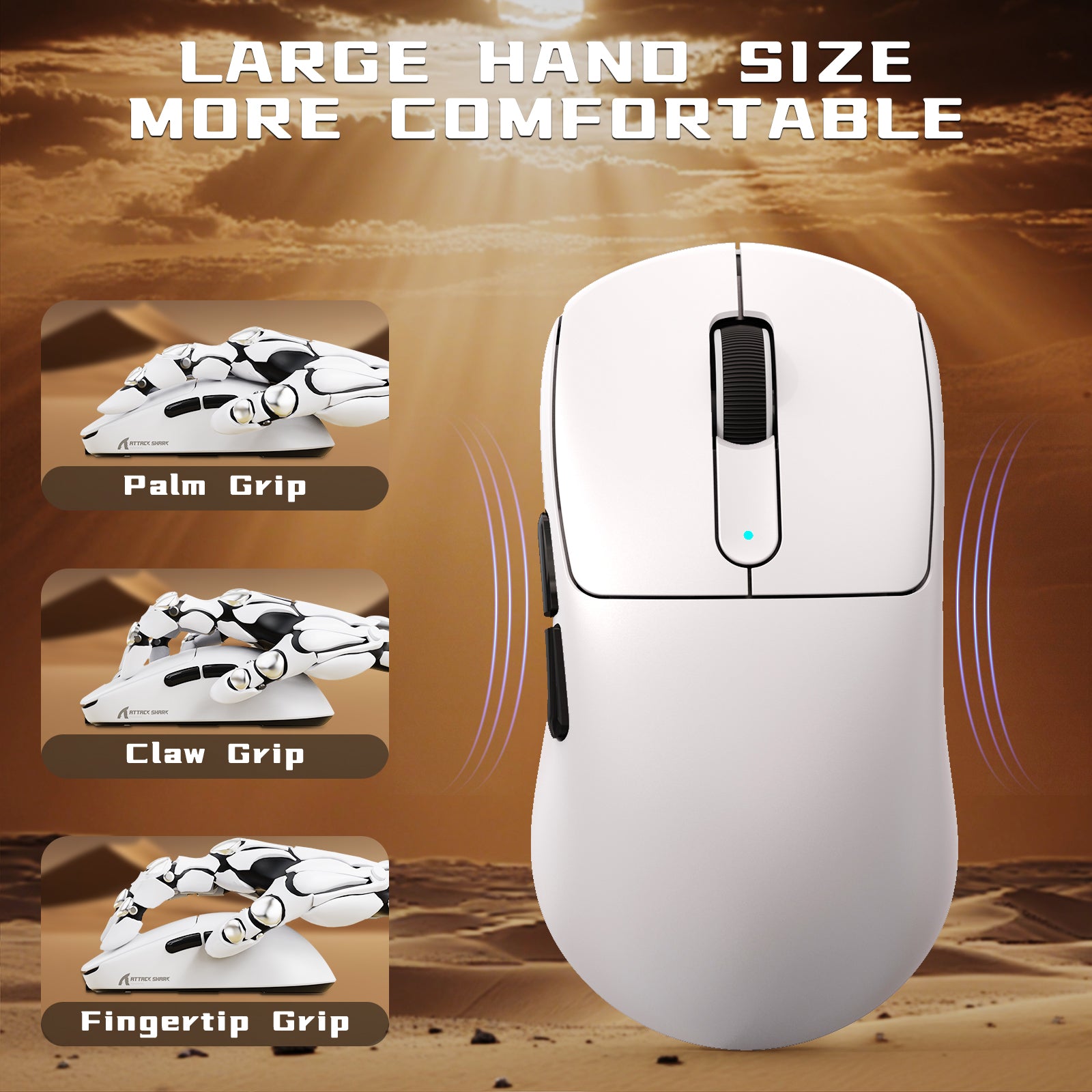 Mouse Gamer Sem Fio ATTACK SHARK V5 8KHz PAW3950MAX com Cabo C06 Ultra