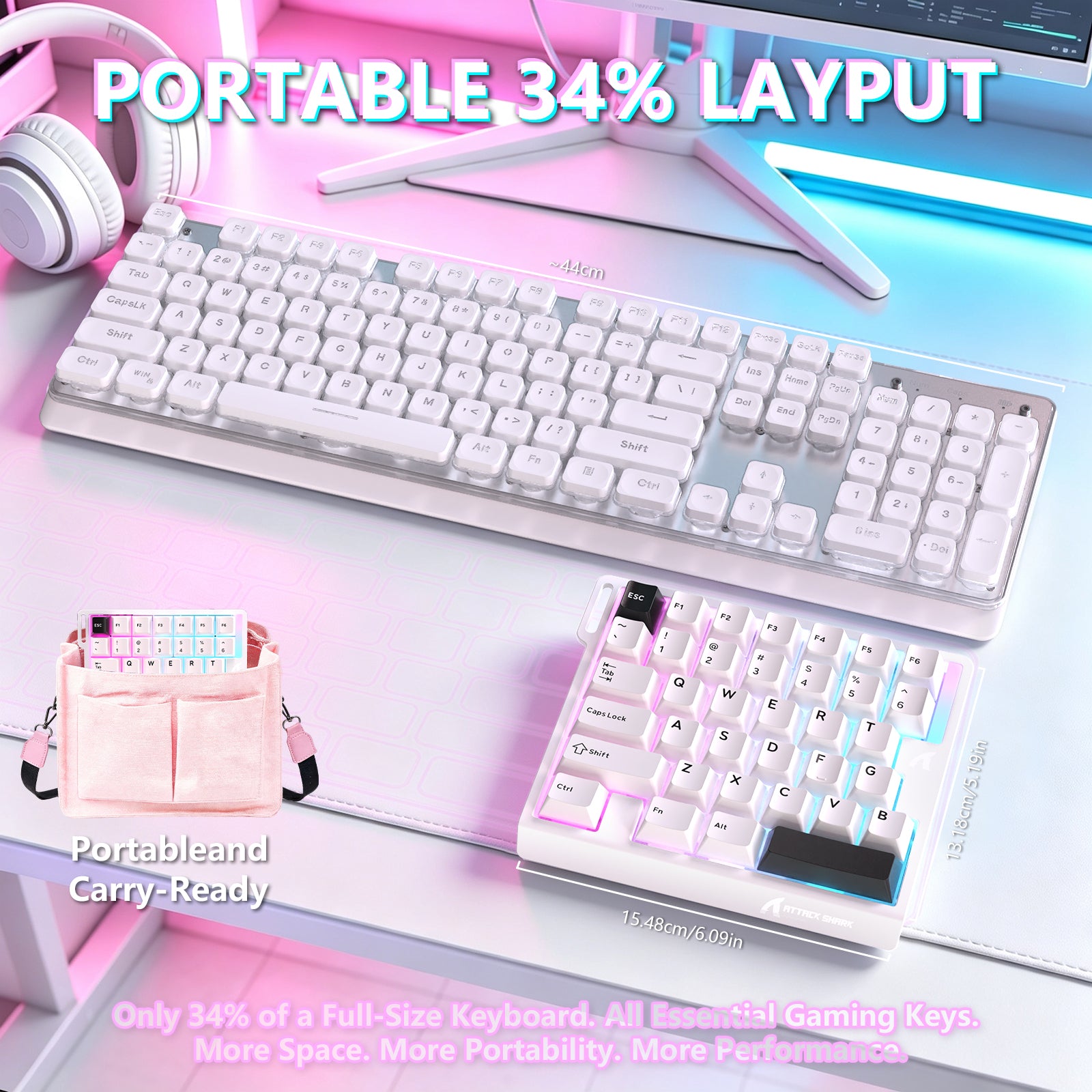 Teclado com Interruptor Magnético One-Handed ATTACK SHARK M36 HE & Cabo Aviador LED ULTRA C01