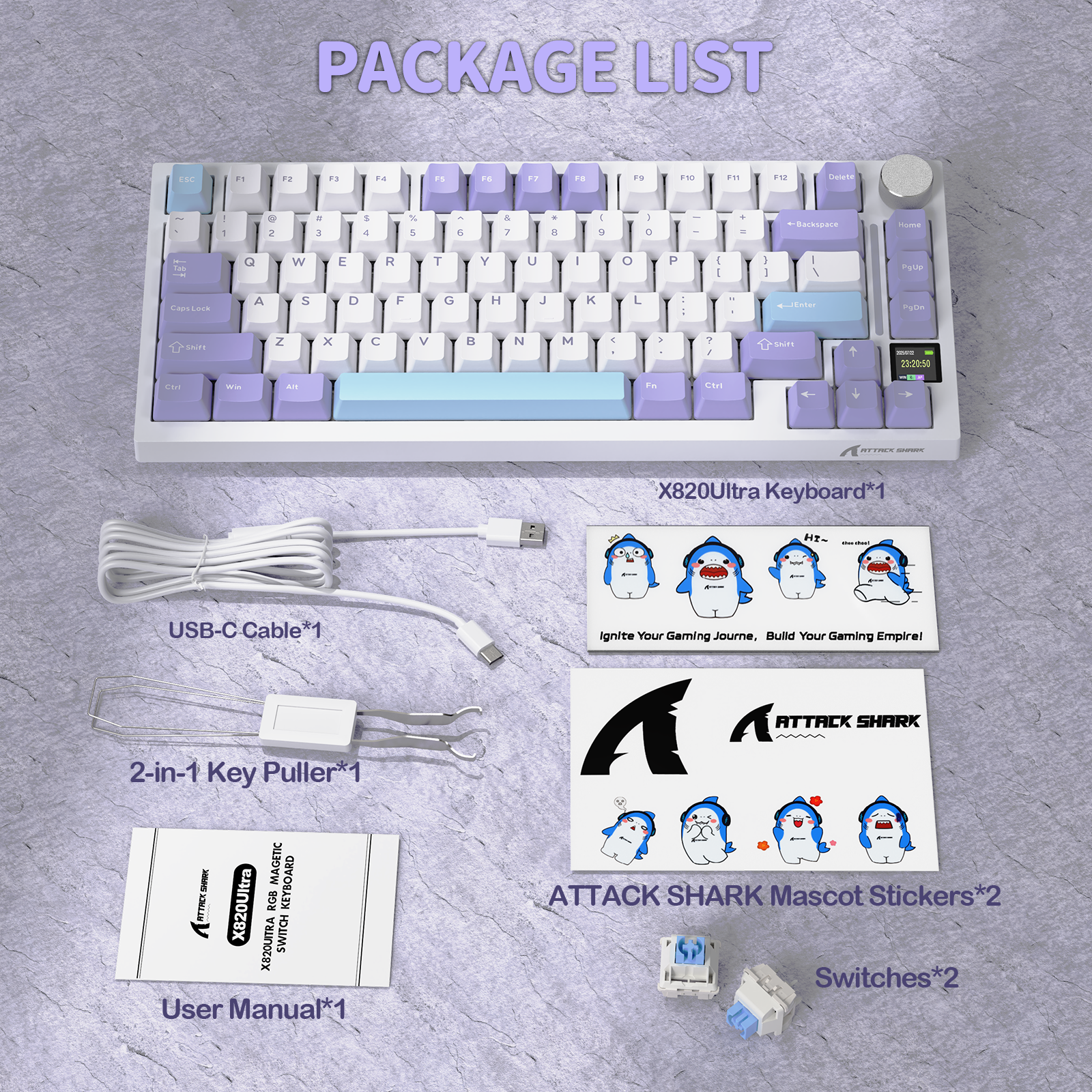 Teclado Mecânico Tri-modo ATTACK SHARK X820Ultra Gasket