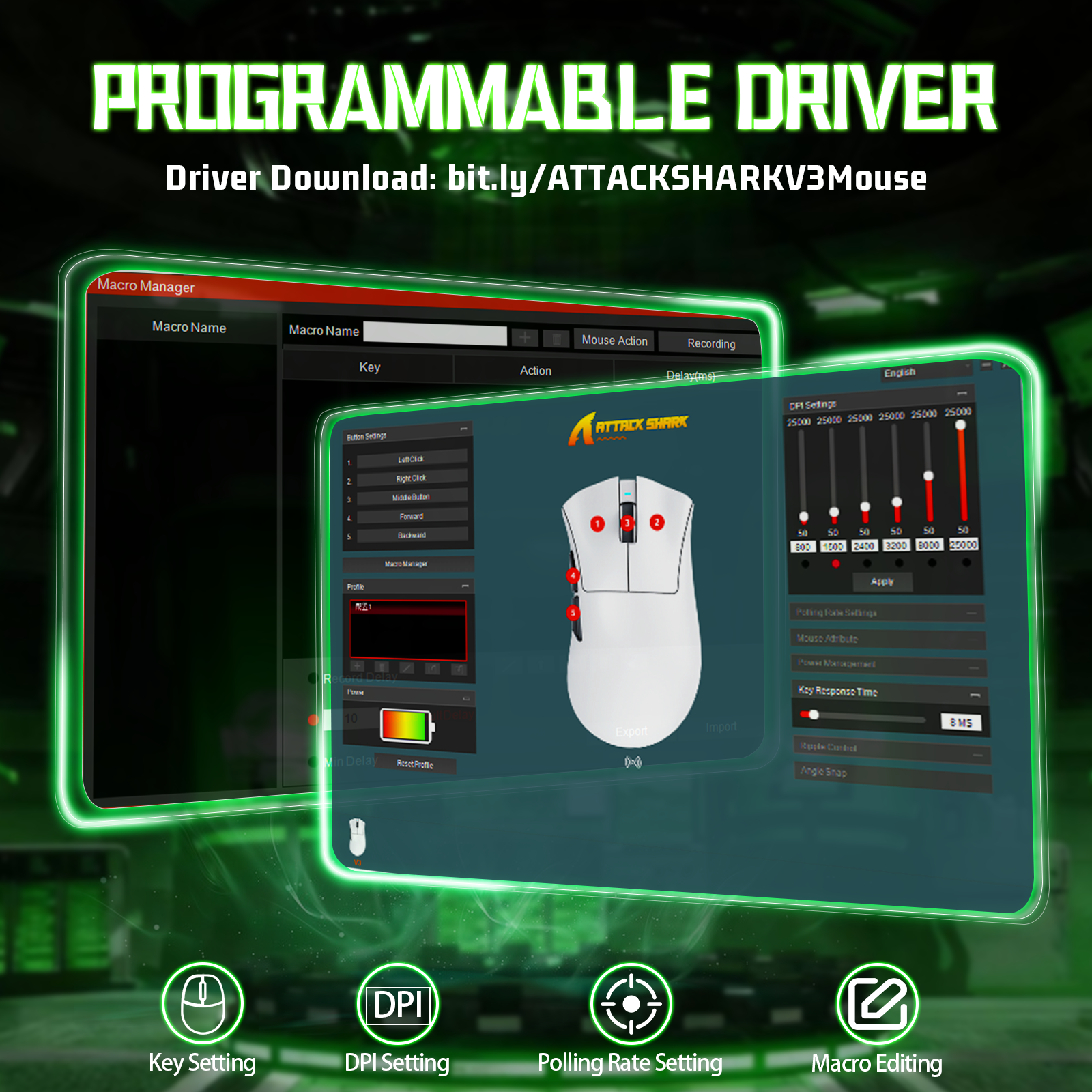Mouse Gamer Tri-modo Ultra-Leve ATTACK SHARK V3