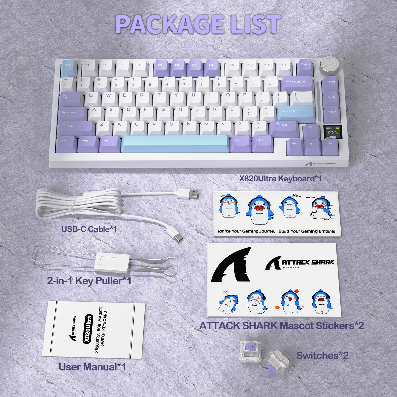 Teclado Mecânico Tri-modo ATTACK SHARK X820Ultra Gasket
