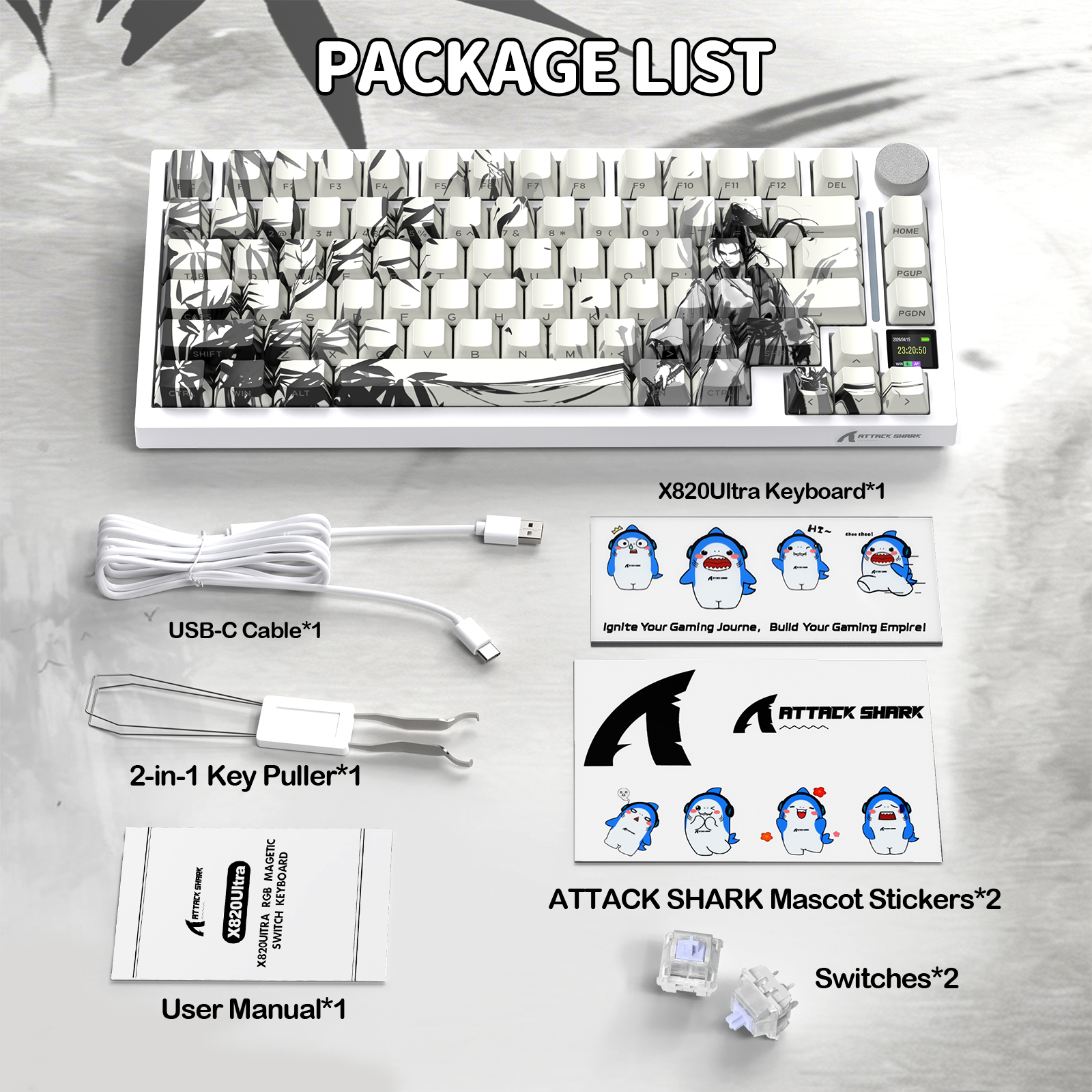 Teclado Mecânico Tri-modo ATTACK SHARK X820Ultra Gasket