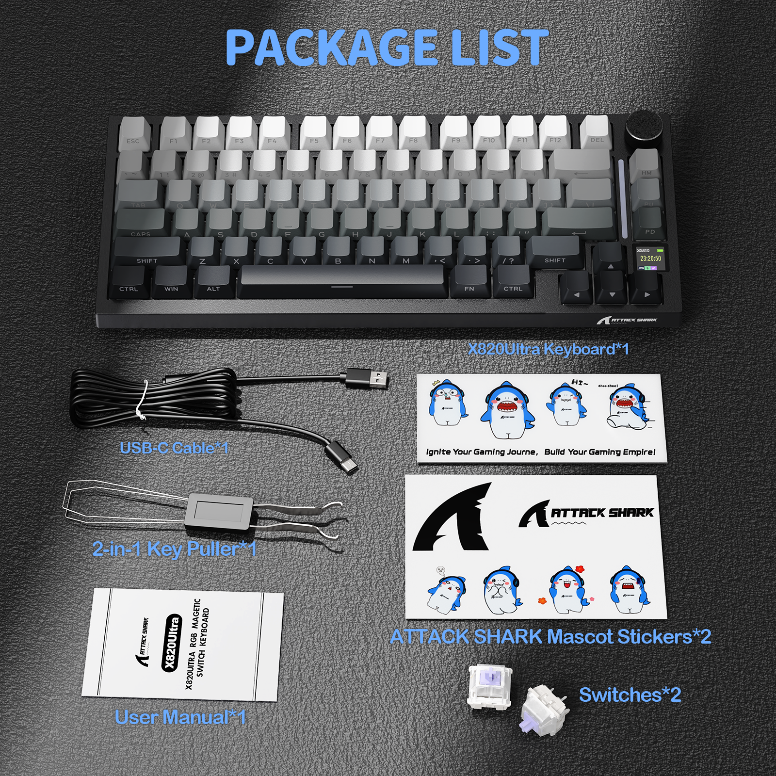 Teclado Mecânico Tri-modo ATTACK SHARK X820Ultra Gasket
