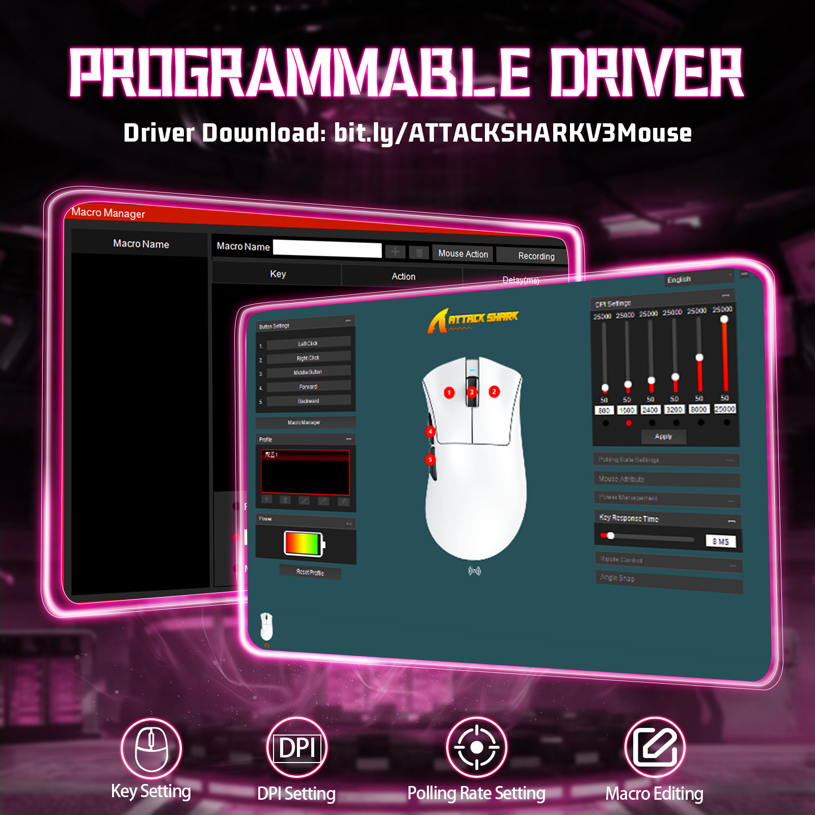 Mouse Gamer Tri-modo Ultra-Leve ATTACK SHARK V3