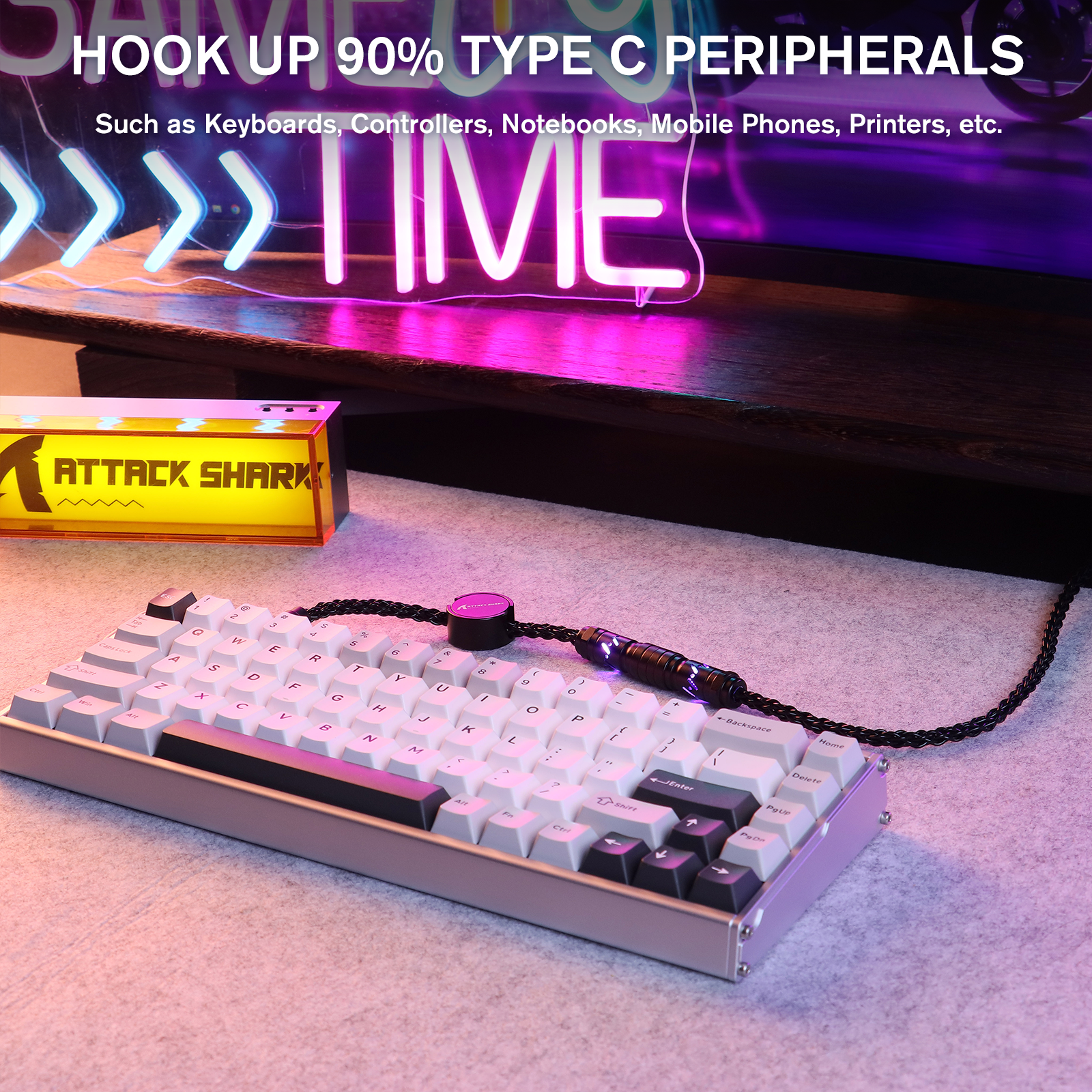 ATTACK SHARK C07 Cabo Aviador Personalizado para Teclado Magnético 8KHz