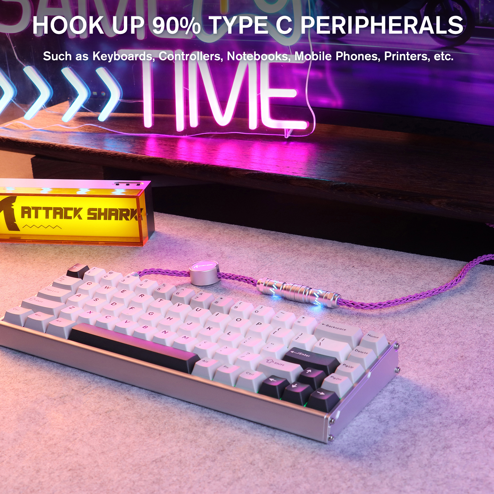 ATTACK SHARK C07 Cabo Aviador Personalizado para Teclado Magnético 8KHz