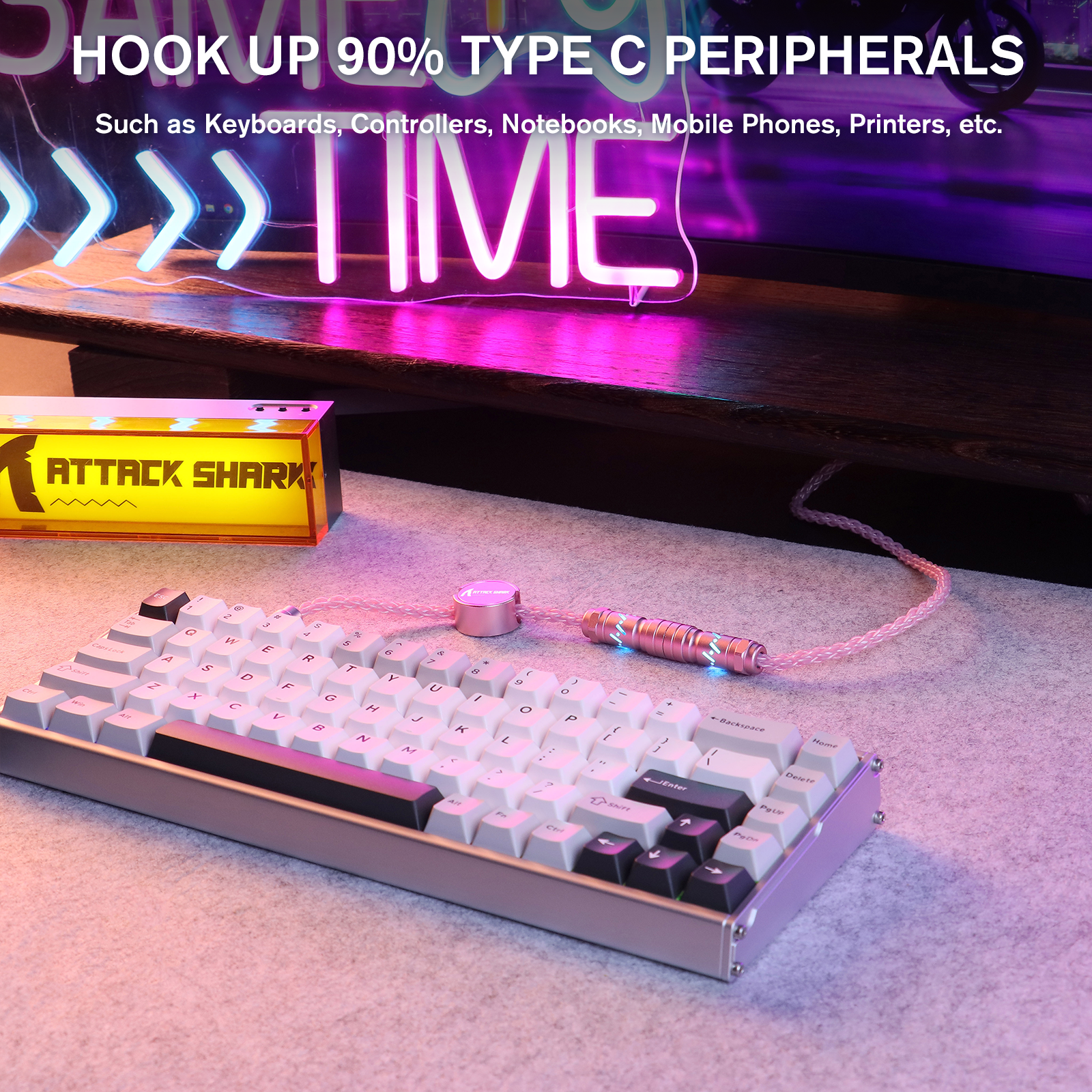 ATTACK SHARK C07 Cabo Aviador Personalizado para Teclado Magnético 8KHz