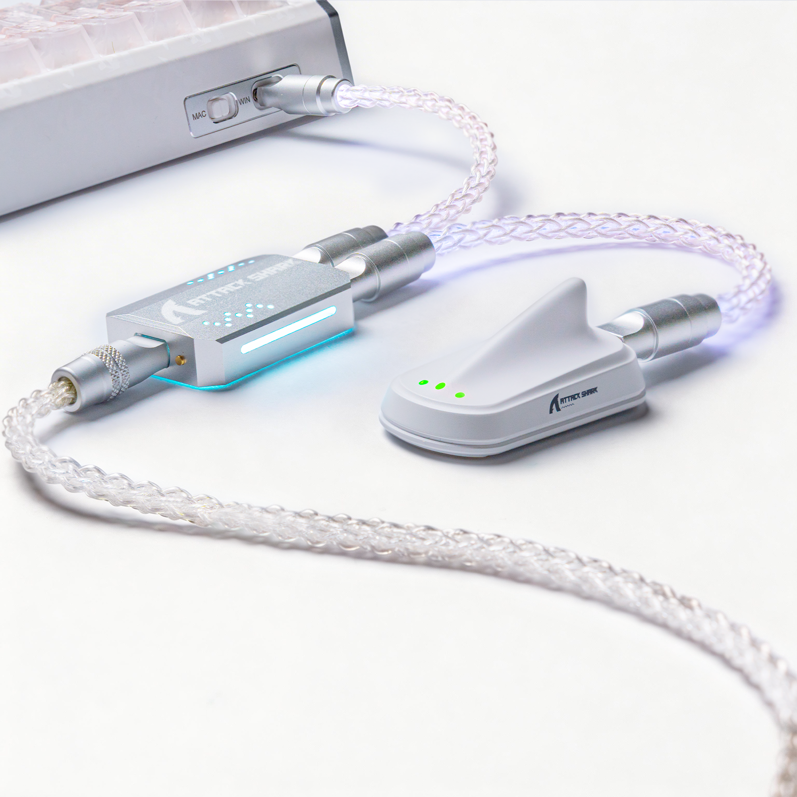 Cabo Tipo C 2 em 1 ATTACK SHARK C07 PRO para Teclado/Mouse Gamer 8KHz