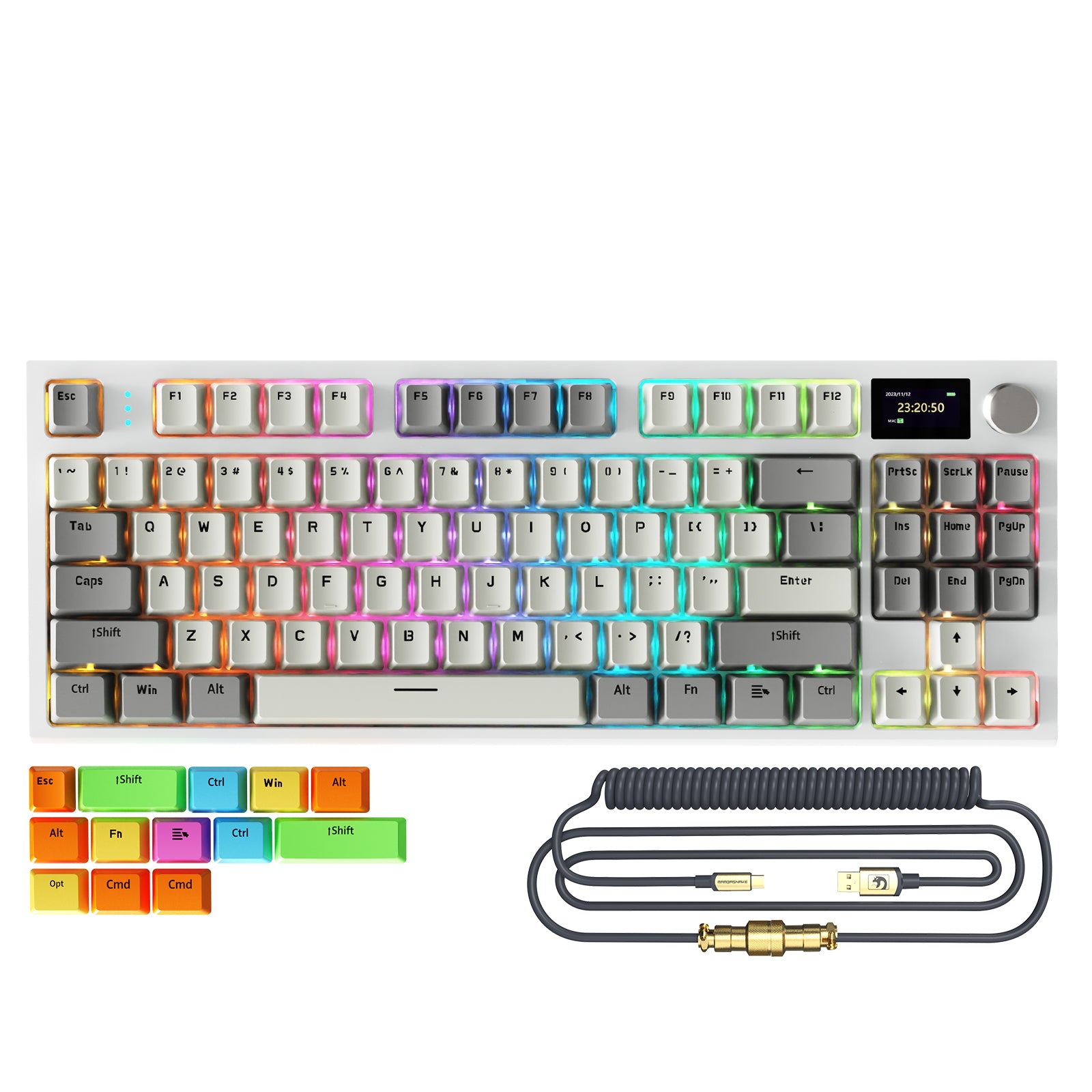 ATTACK SHARK K86 Teclado Mecânico Sem Fio com Cabo Enrolado
