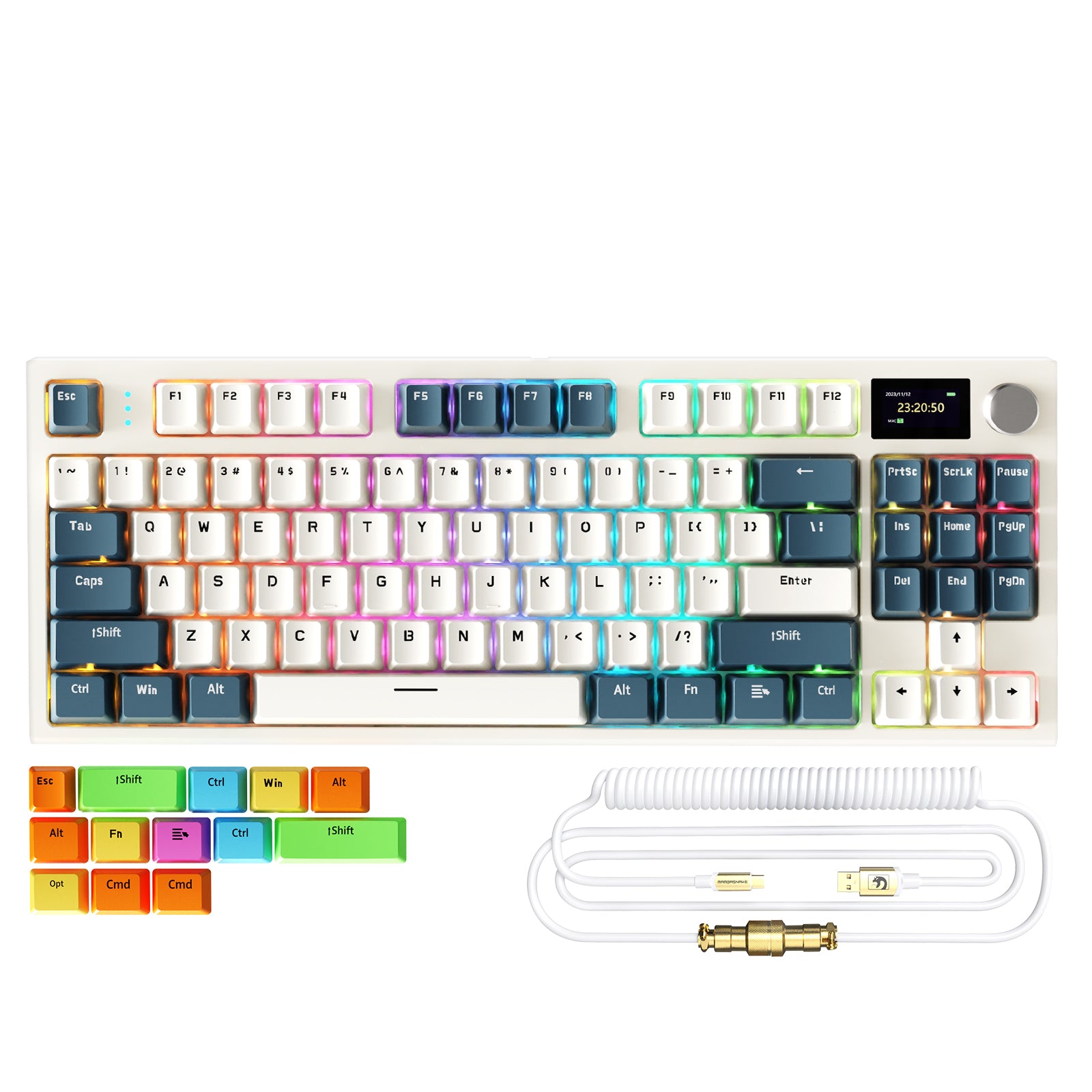 ATTACK SHARK K86 Teclado Mecânico Sem Fio com Cabo Enrolado