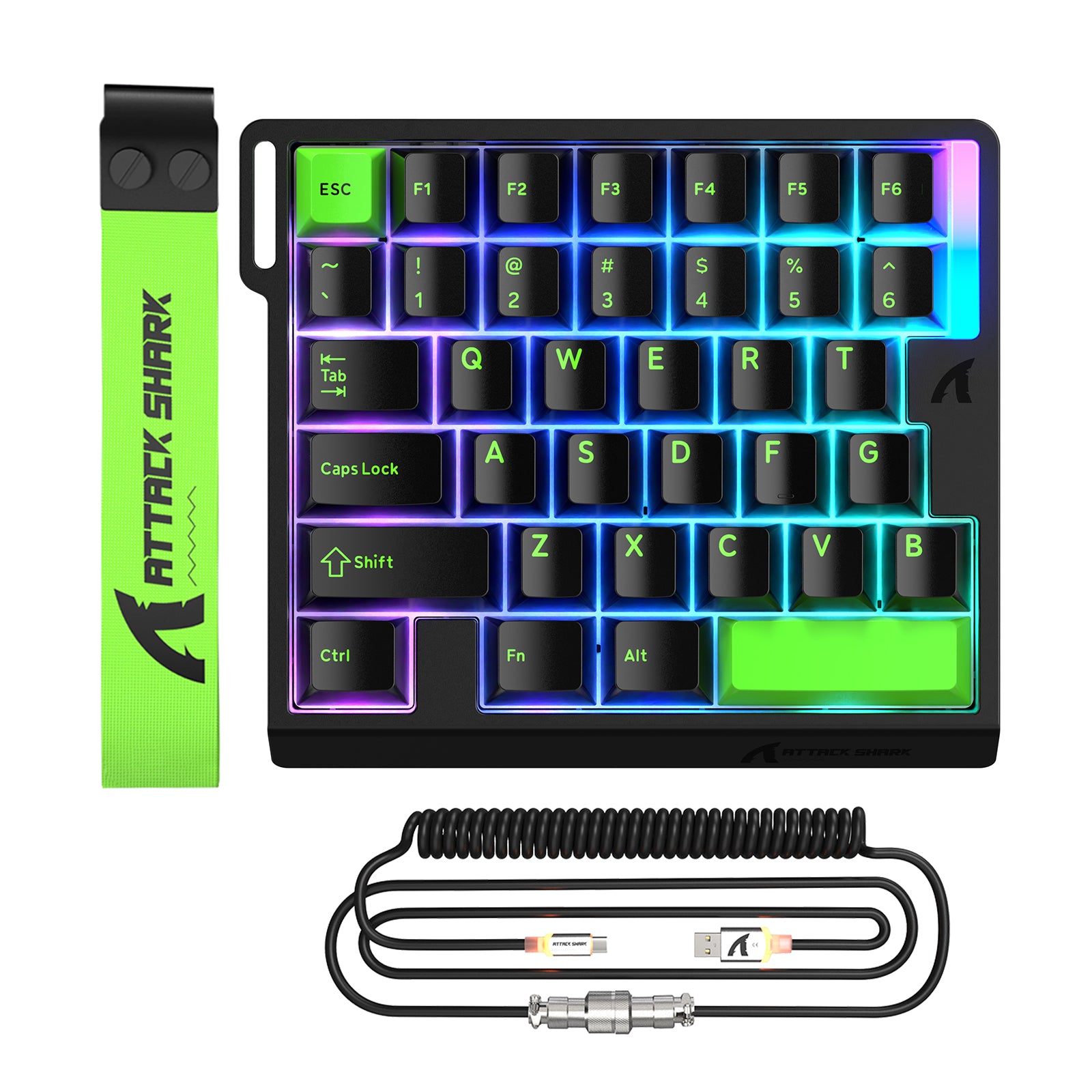 Teclado com Interruptor Magnético One-Handed ATTACK SHARK M36 HE & Cabo Aviador LED ULTRA C01