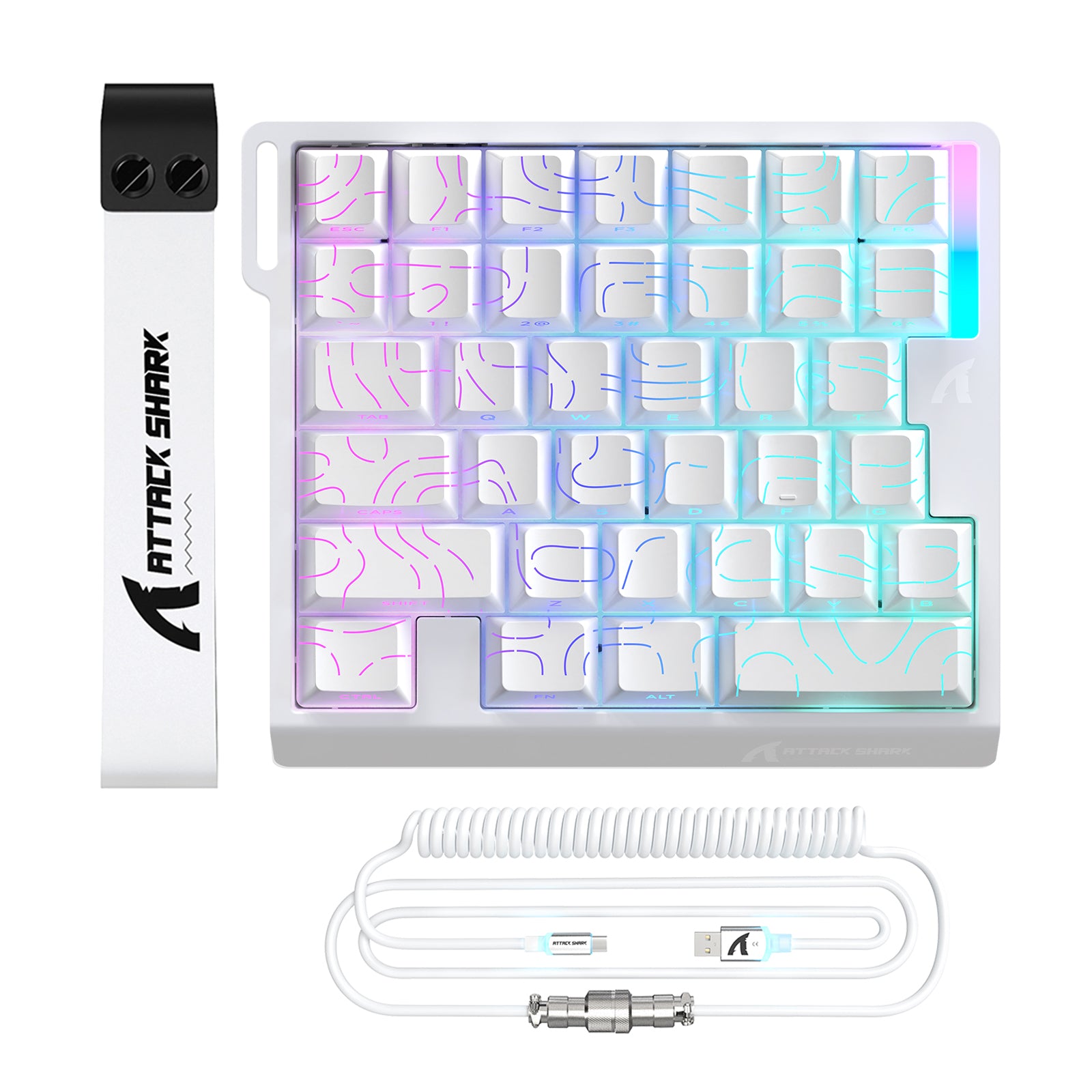 Teclado com Interruptor Magnético One-Handed ATTACK SHARK M36 HE & Cabo Aviador LED ULTRA C01