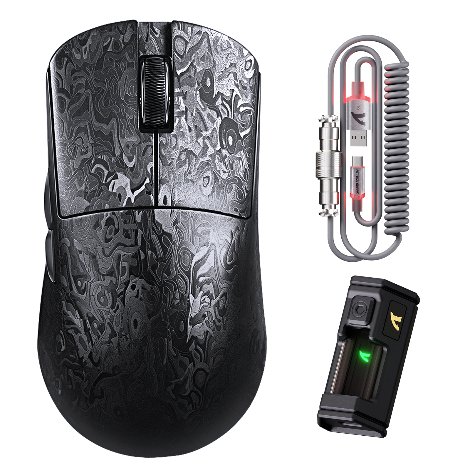 Mouse Gamer Sem Fio ATTACK SHARK R11 ULTRA Fibra de Carbono 8K PAW3950MAX com Cabo LED Ultra C06