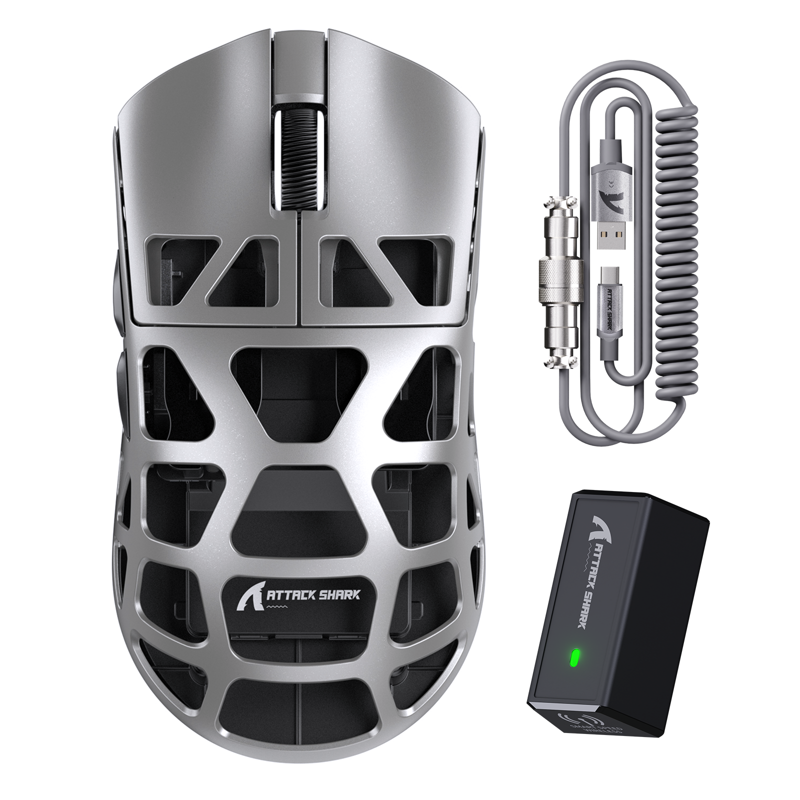 ATTACK SHARK R3 Mouse Gamer em Liga de Magnésio 8K com Cabo Enrolado C06
