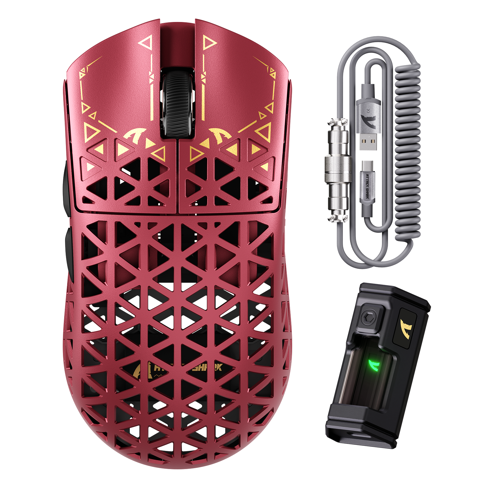 Mouse Gamer Sem Fio ATTACK SHARK R5 ULTRA Fibra de Carbono 8K PAW3950MAX com Cabo Enrolado 8K