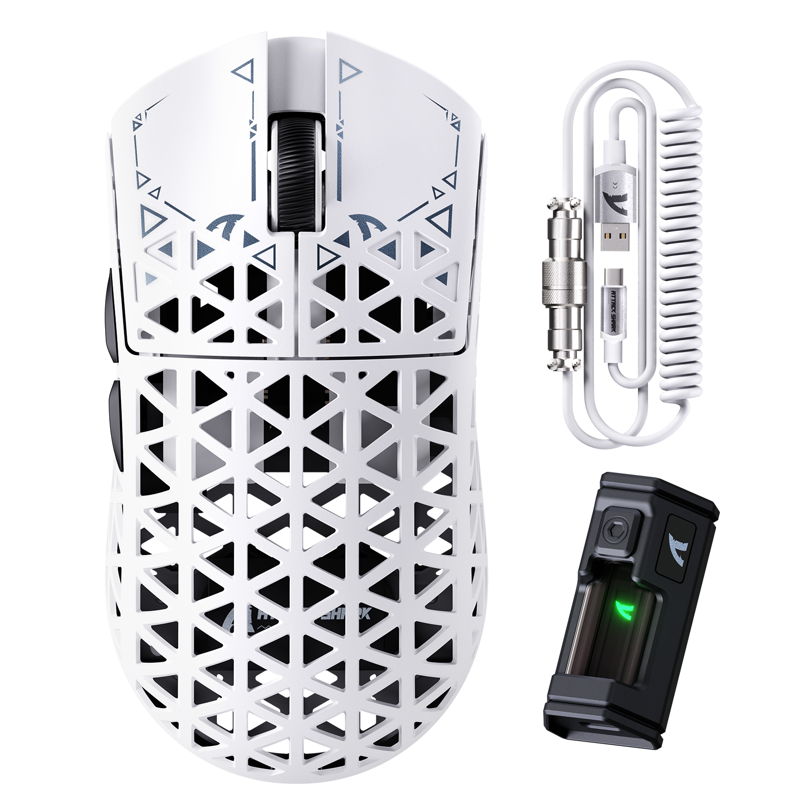 Mouse Gamer Sem Fio ATTACK SHARK R5 ULTRA Fibra de Carbono 8K PAW3950MAX com Cabo Enrolado 8K