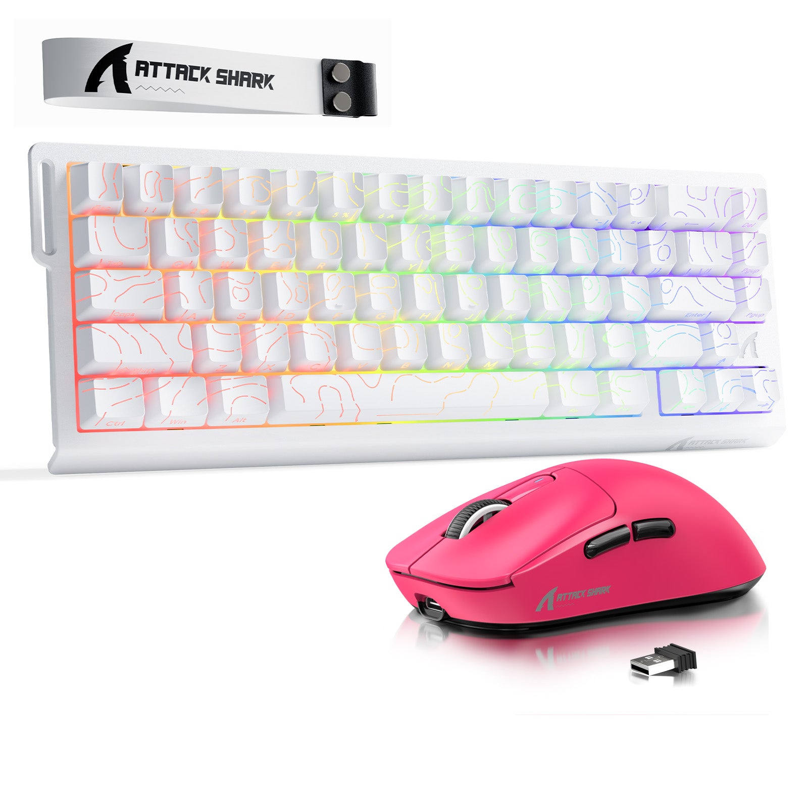 Pacote Teclado Rapid Trigger ATTACK SHARK X68HE + Mouse Gamer Sem Fio X3