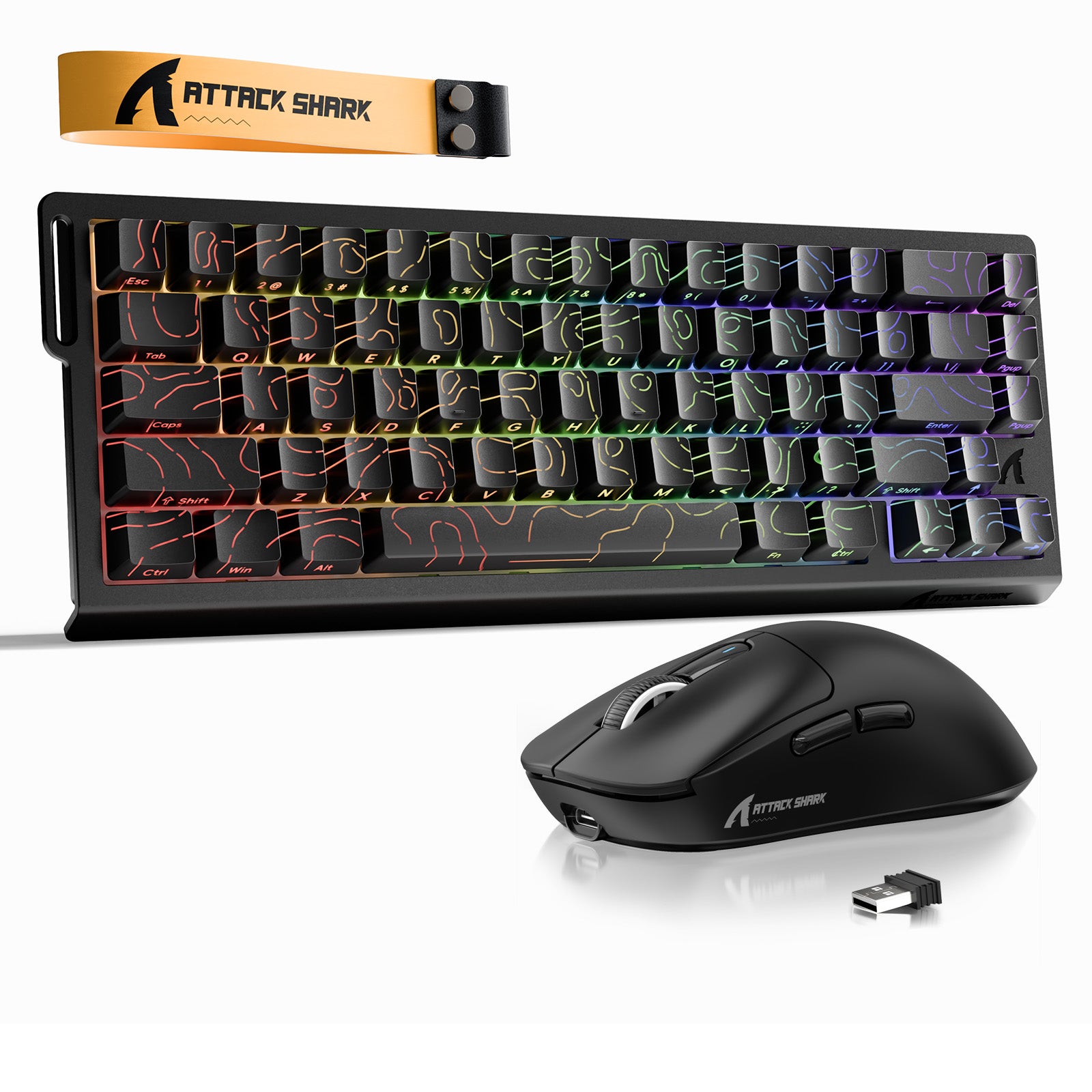 Pacote Teclado Rapid Trigger ATTACK SHARK X68HE + Mouse Gamer Sem Fio X3