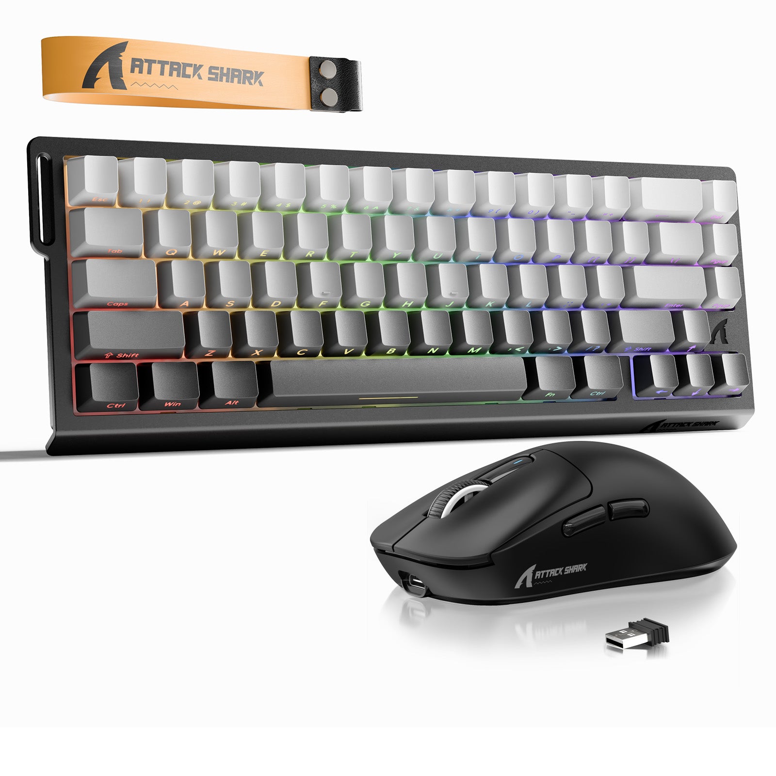 Pacote Teclado Rapid Trigger ATTACK SHARK X68HE + Mouse Gamer Sem Fio X3