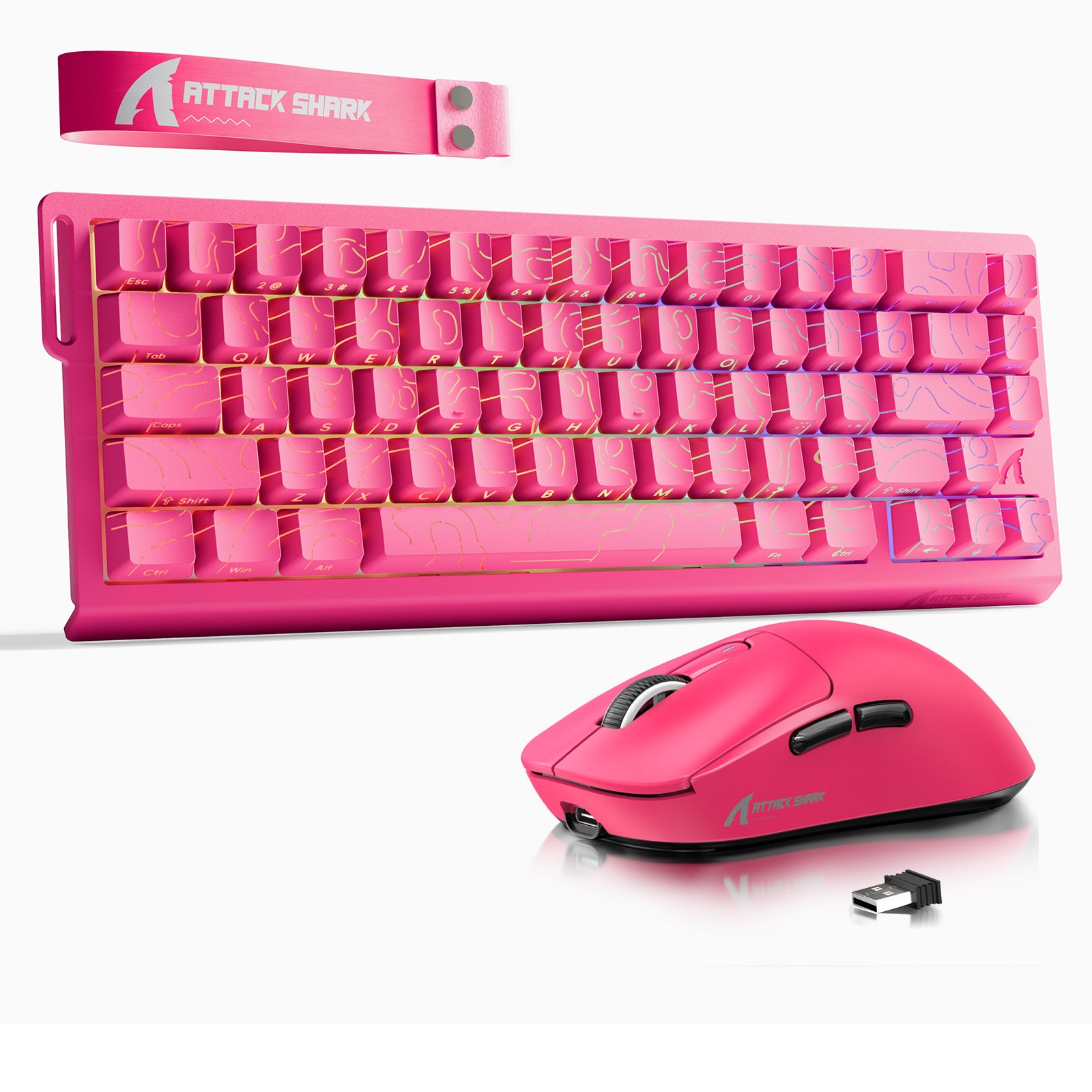 Pacote Teclado Rapid Trigger ATTACK SHARK X68HE + Mouse Gamer Sem Fio X3