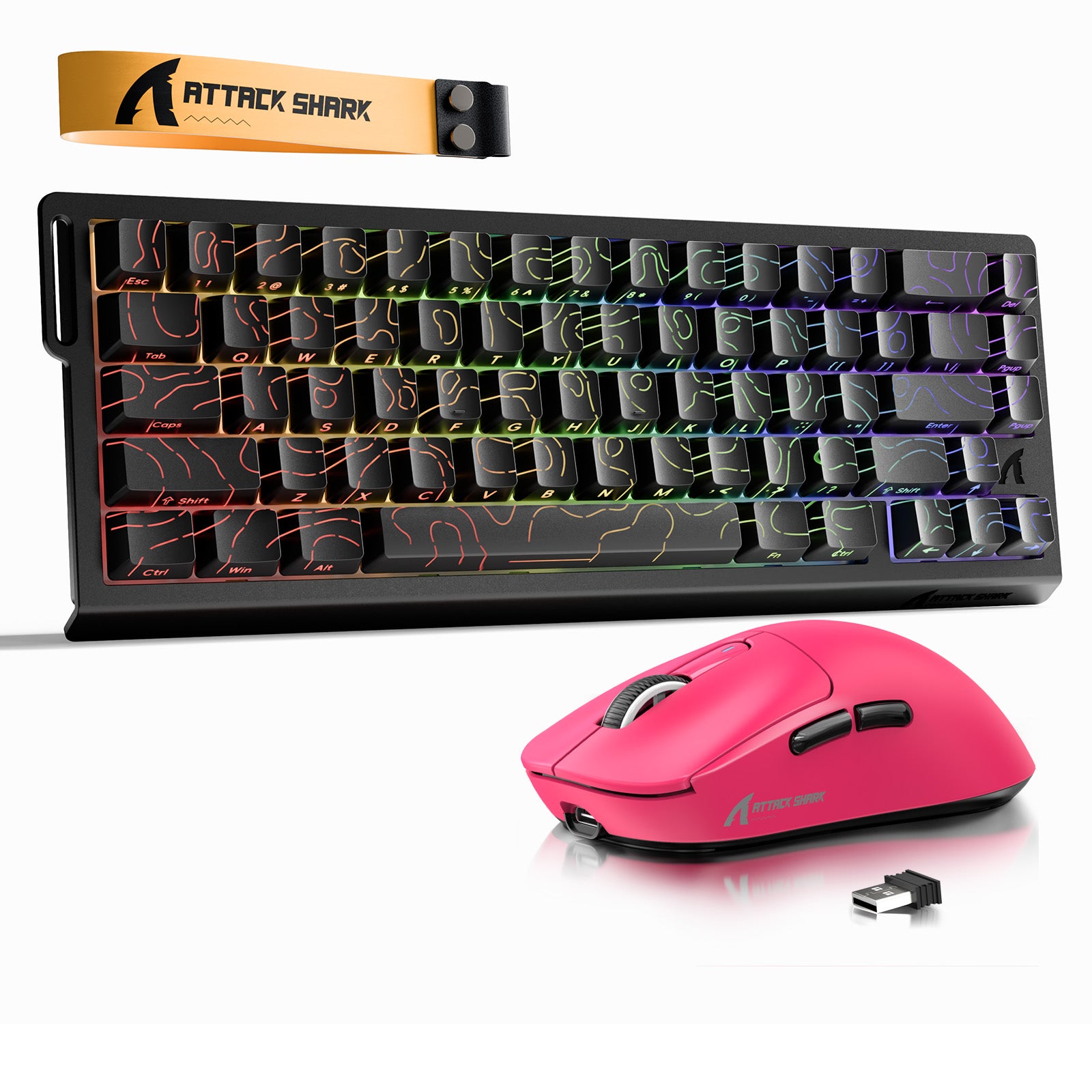 Pacote Teclado Rapid Trigger ATTACK SHARK X68HE + Mouse Gamer Sem Fio X3