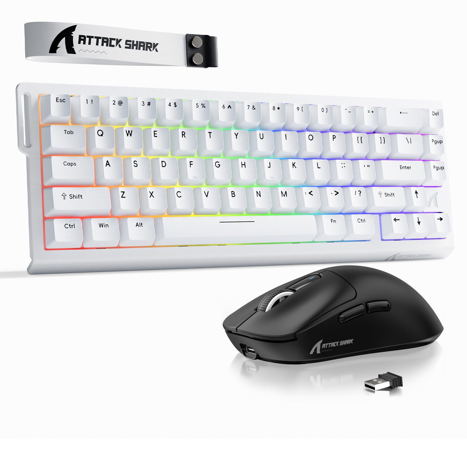 Pacote Teclado Rapid Trigger ATTACK SHARK X68HE + Mouse Gamer Sem Fio X3