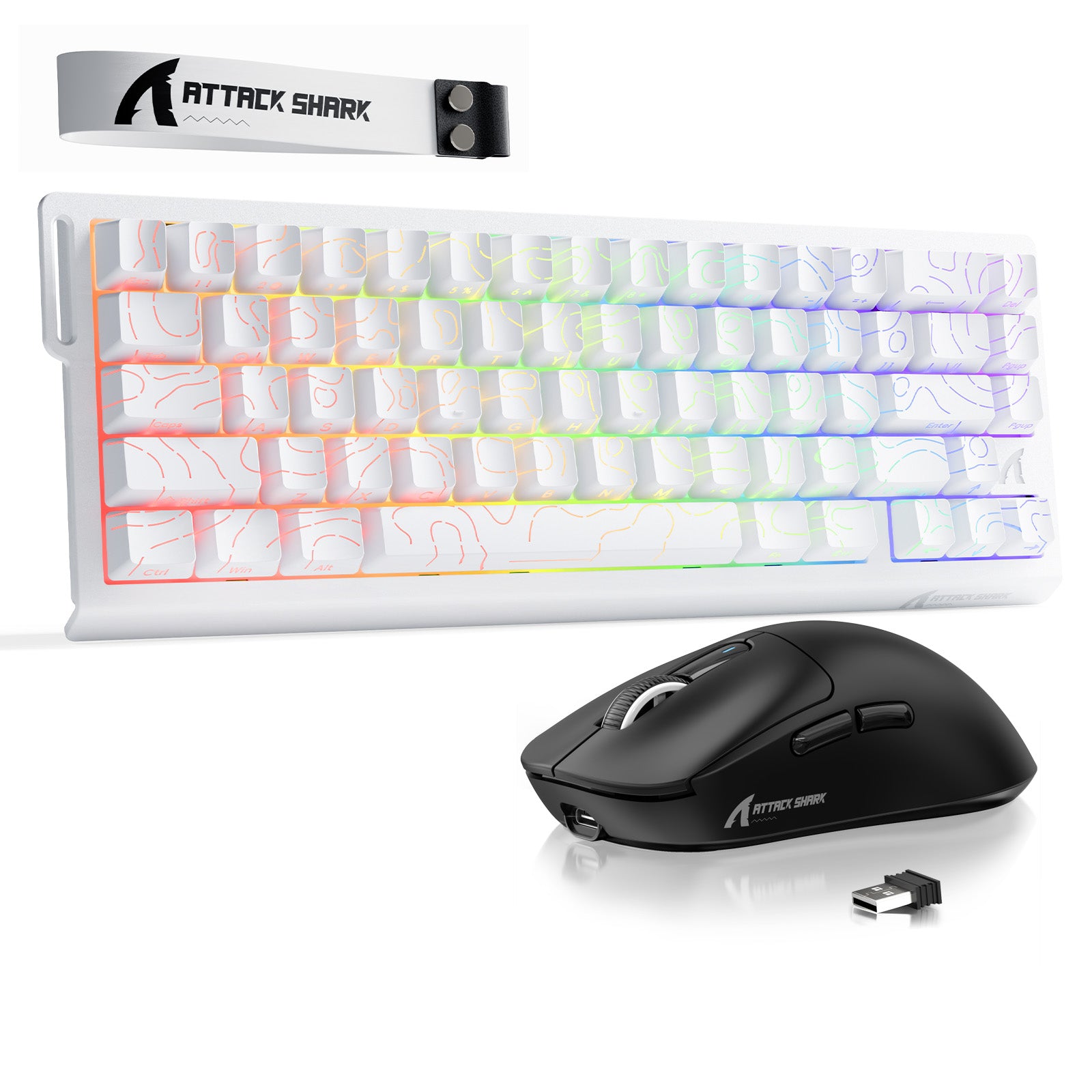 Pacote Teclado Rapid Trigger ATTACK SHARK X68HE + Mouse Gamer Sem Fio X3