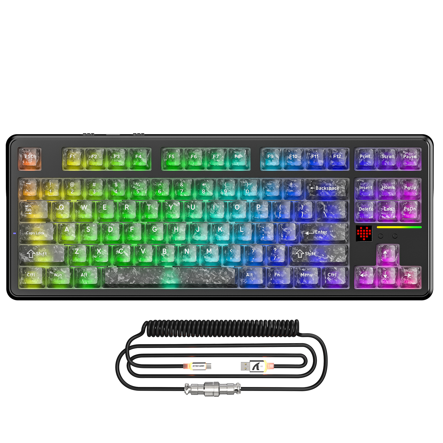 Teclado Gamer Sem Fio ATTACK SHARK X87 ULTRA com Receptor de 8KHz e Cabo Espiral RGB
