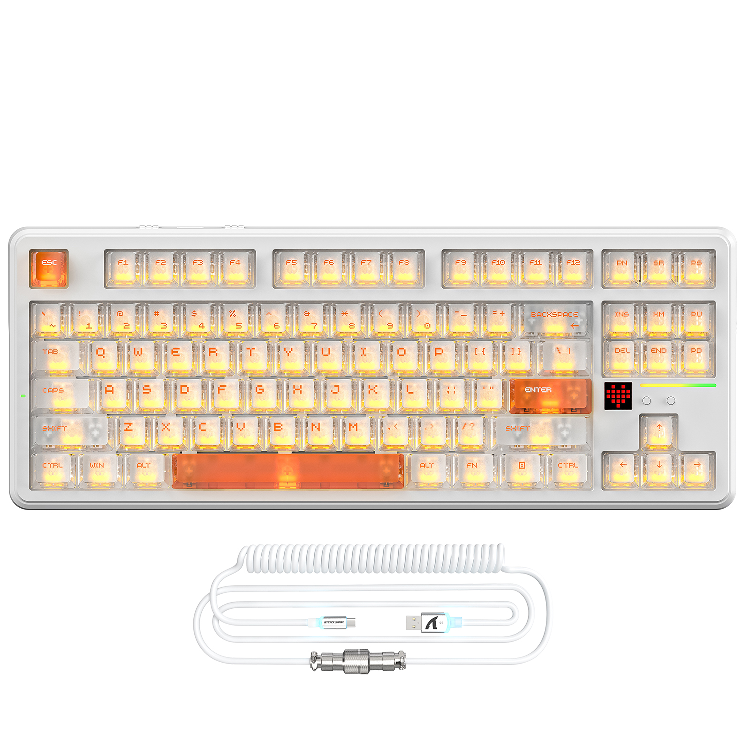 Teclado Gamer Sem Fio ATTACK SHARK X87 ULTRA com Receptor de 8KHz e Cabo Espiral RGB