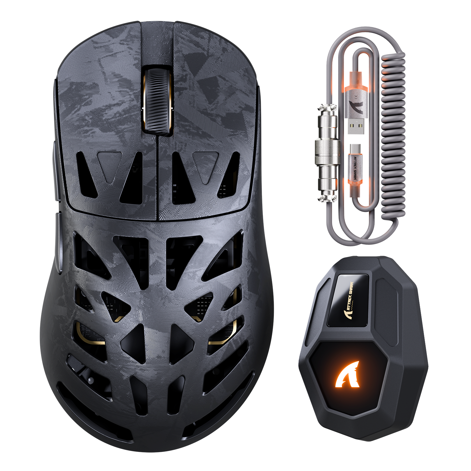ATTACK SHARK RS6 ULTRA de fibra de carbono sem fio com PAW3955MAX para jogos