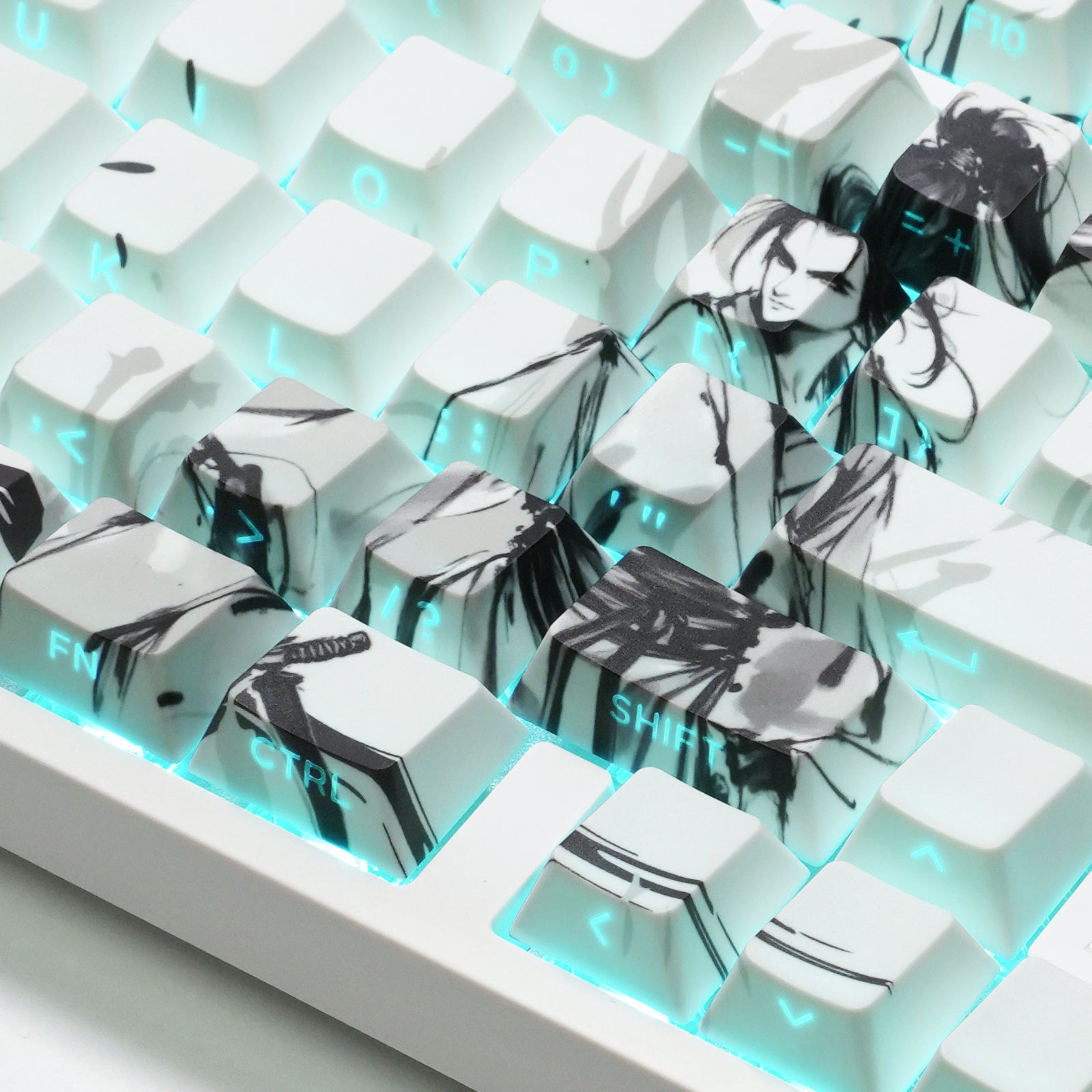 ATTACK SHARK SK02 129 teclas com keycaps PBT impressas na lateral, ANSI/ISO, Cavaleiro Errante