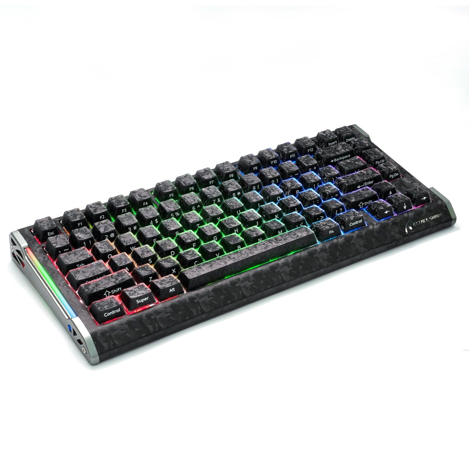 ATTACK SHARK SK04 119 teclas, keycaps de cristal de fibra de carbono forjado, ANSI/ISO
