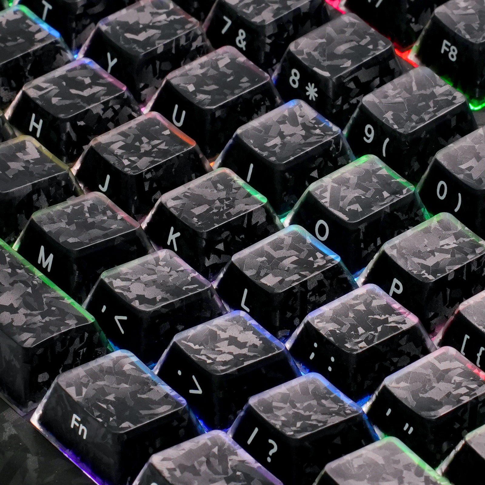 ATTACK SHARK SK04 119 teclas, keycaps de cristal de fibra de carbono forjado, ANSI/ISO
