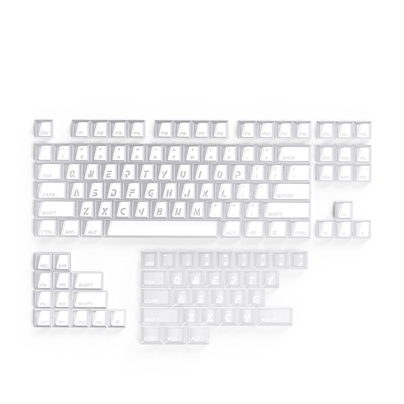 ATTACK SHARK SK07, 131 teclas, keycaps Prism com iluminação transparente, ANSI, branco