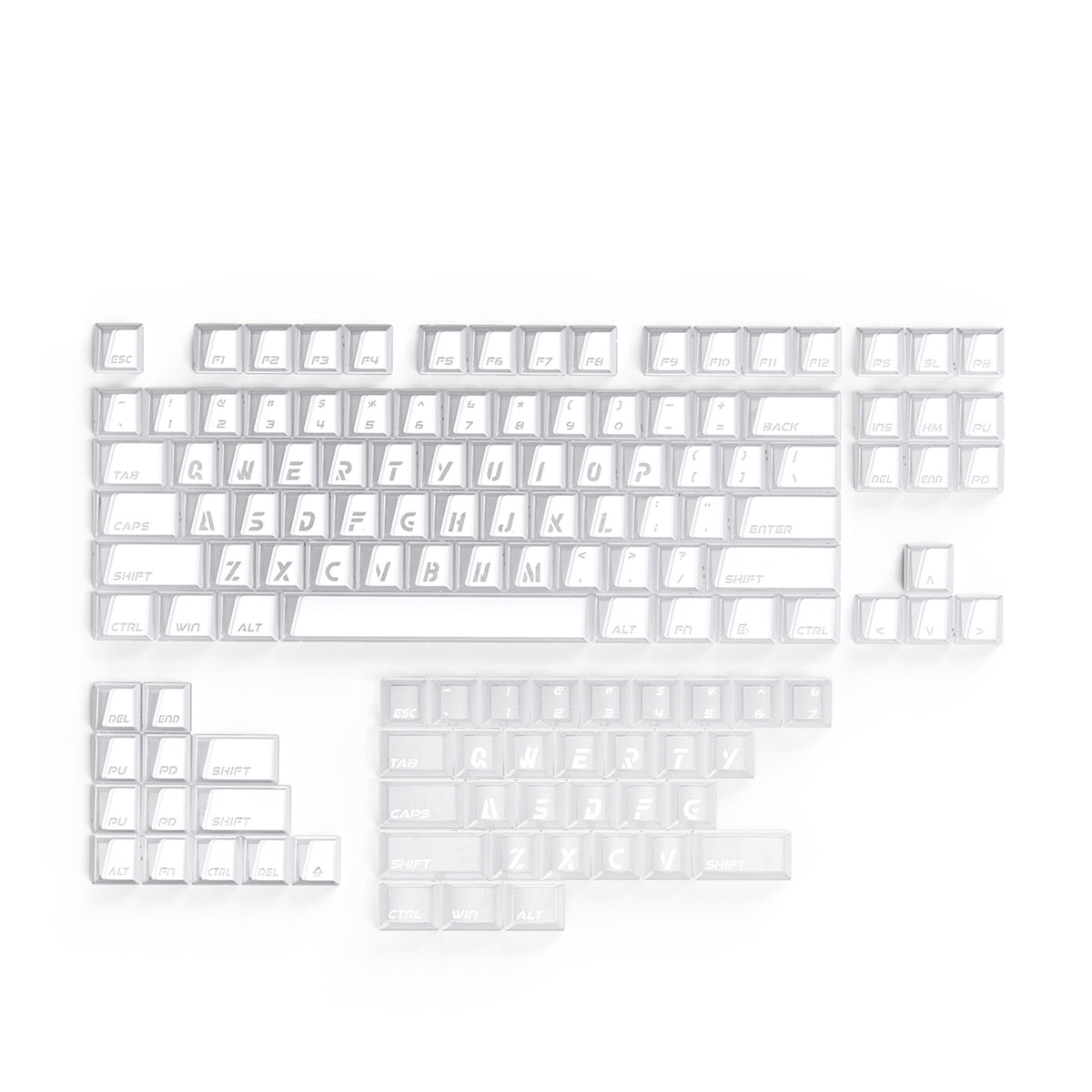 ATTACK SHARK SK07, 131 teclas, keycaps Prism com iluminação transparente, ANSI, branco