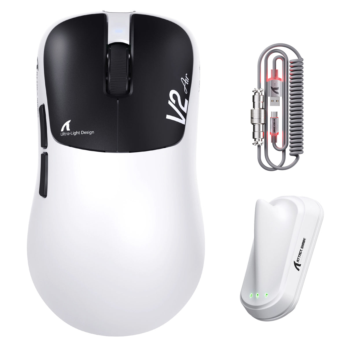 ATTACK SHARK V2 AIR PAW3955MAX Mouse Gamer Sem Fio Ergonômico