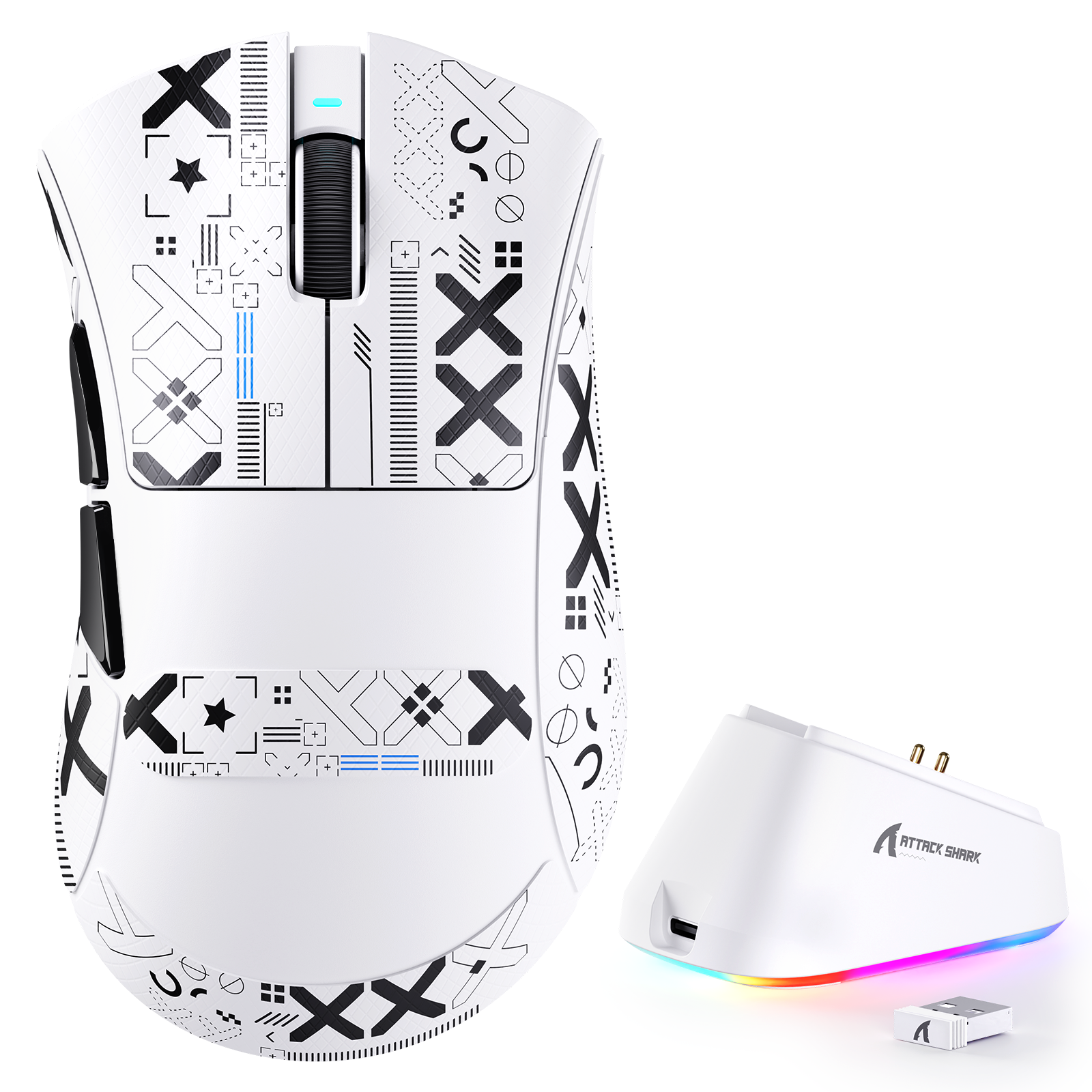 Mouse Gamer Tri-Mode Ultra-Leve ATTACK SHARK V3PRO com Dock de Carregamento