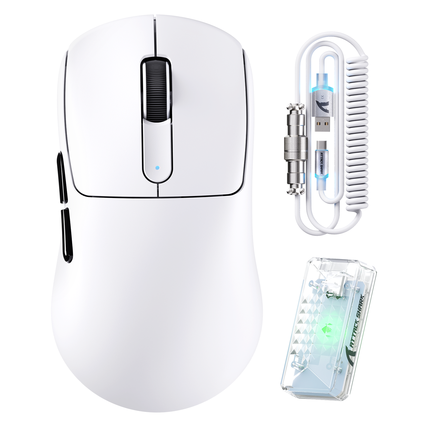 Mouse Gamer Sem Fio 8KHz PAW3950MAX ATTACK SHARK V5 com Cabo C06 Ultra
